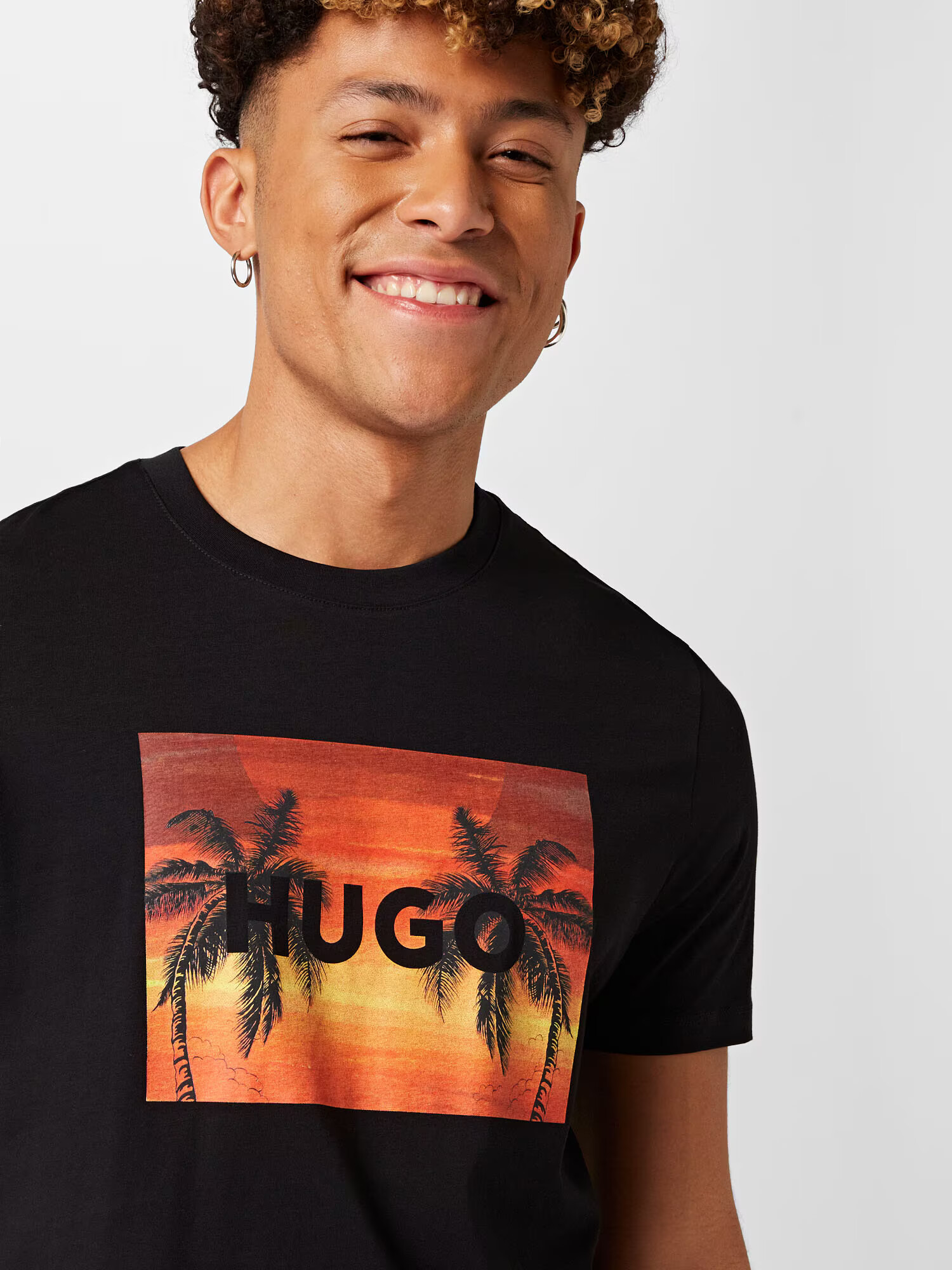 HUGO Tricou 'Dulive' galben auriu / corai / negru - Pled.ro