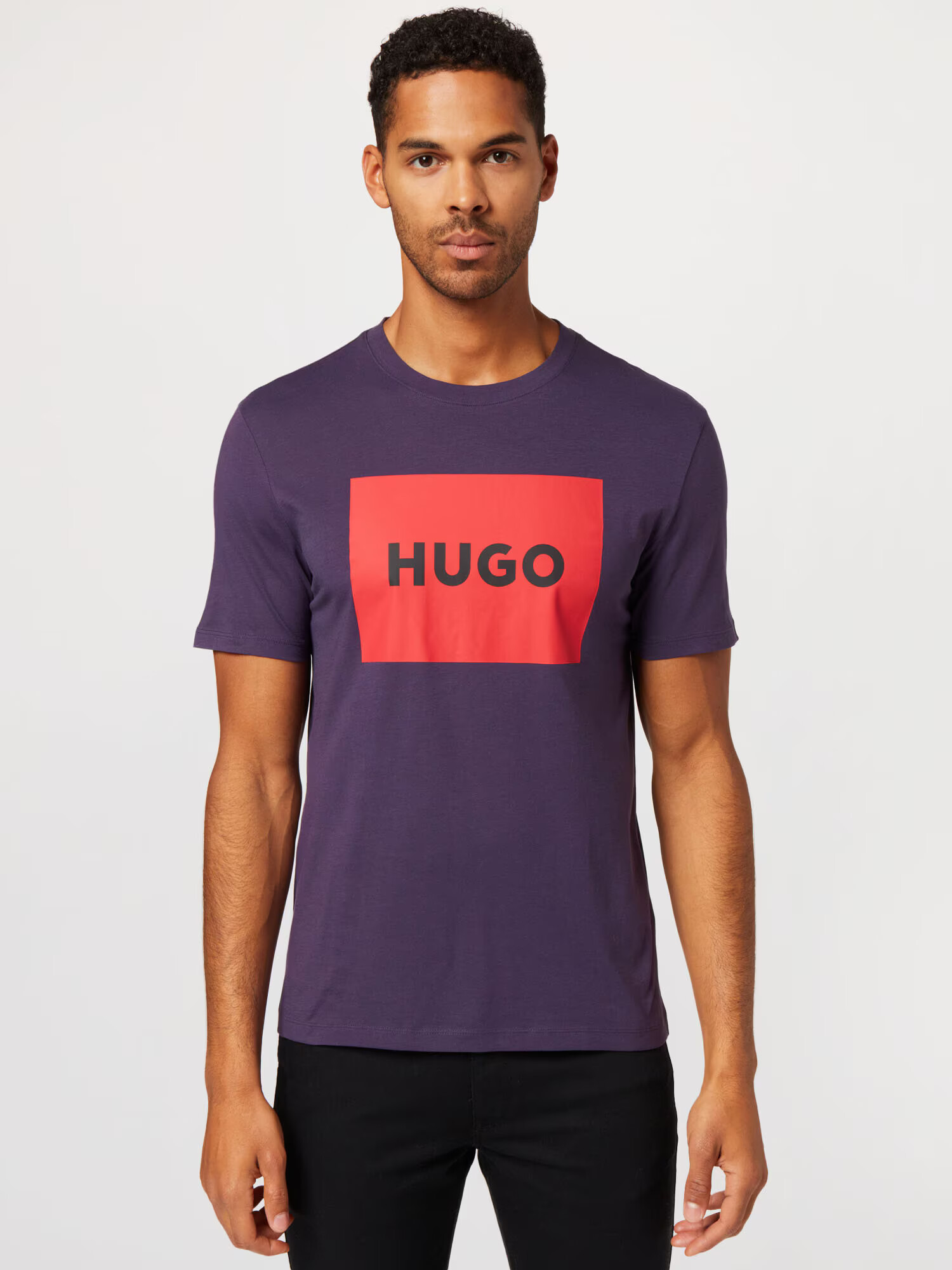 HUGO Tricou 'Dulive' mov vânătă / roșu deschis / negru - Pled.ro