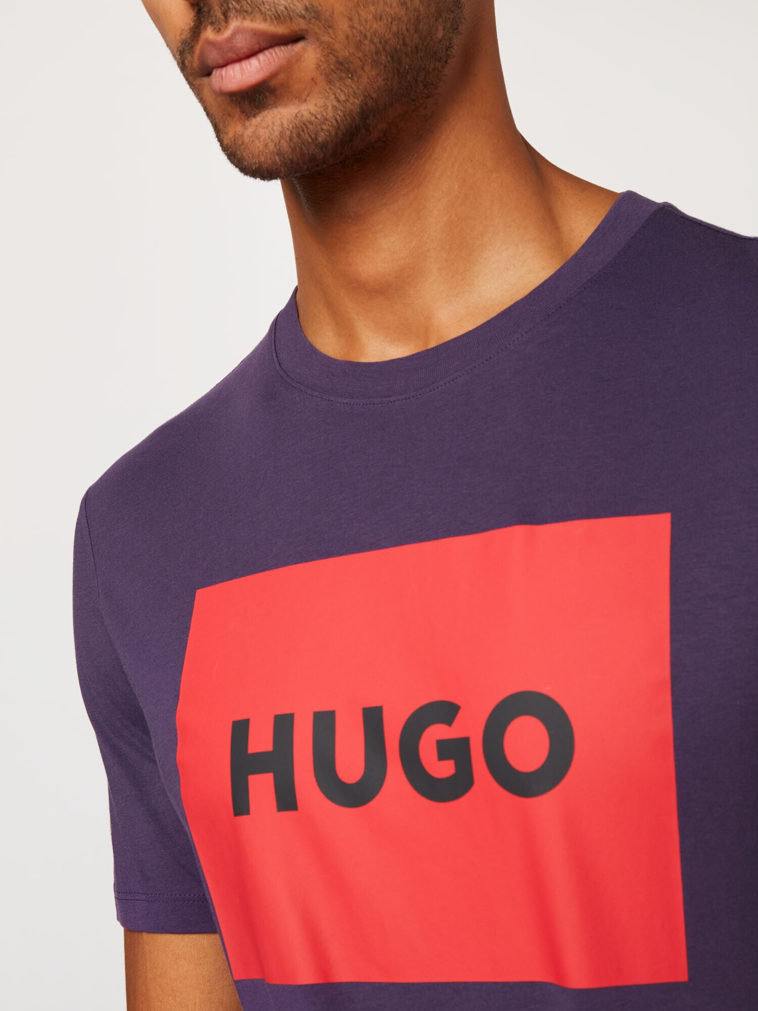 HUGO Tricou 'Dulive' mov vânătă / roșu deschis / negru - Pled.ro