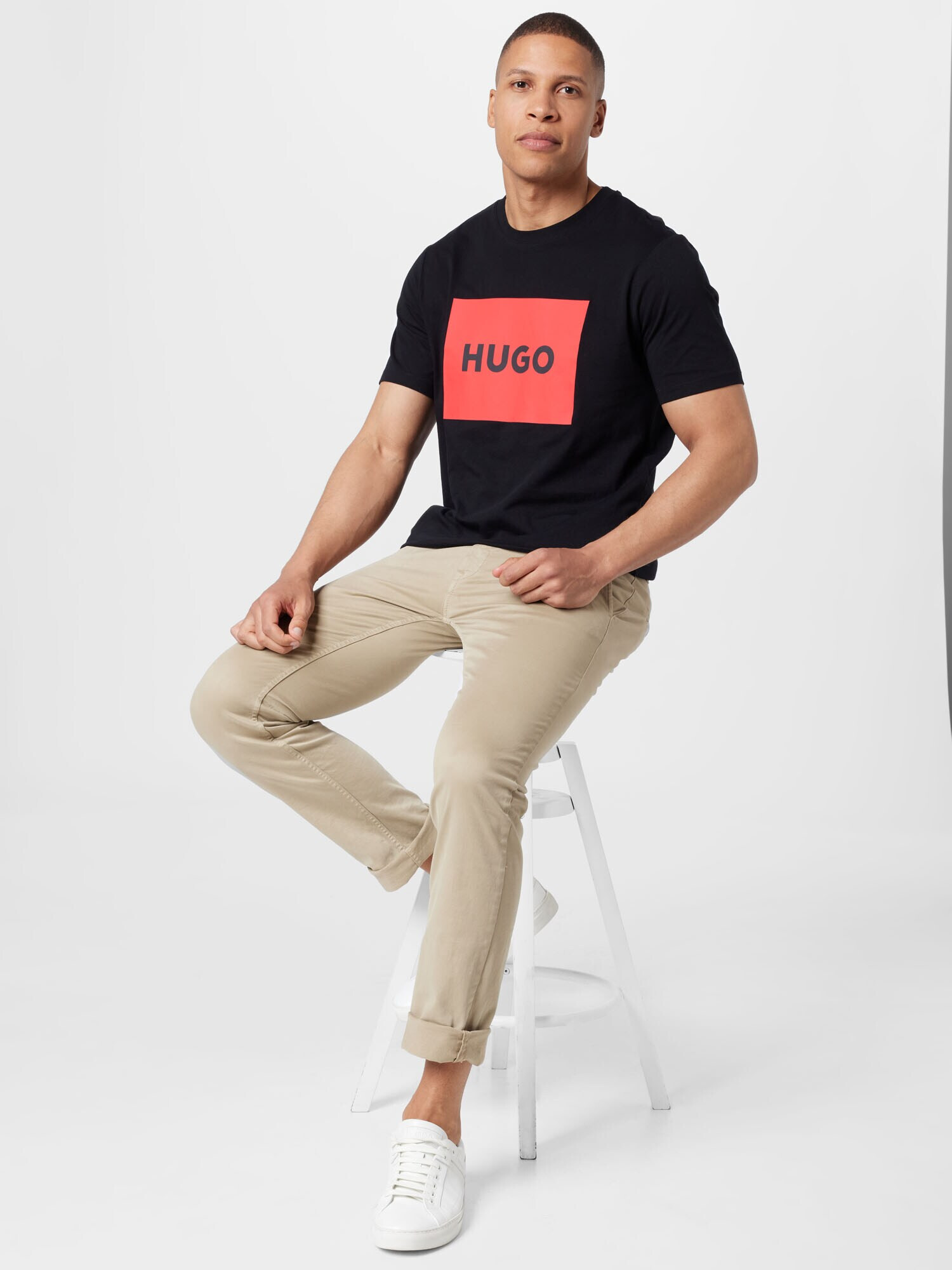 HUGO Red Tricou 'Dulive' roșu deschis / negru - Pled.ro