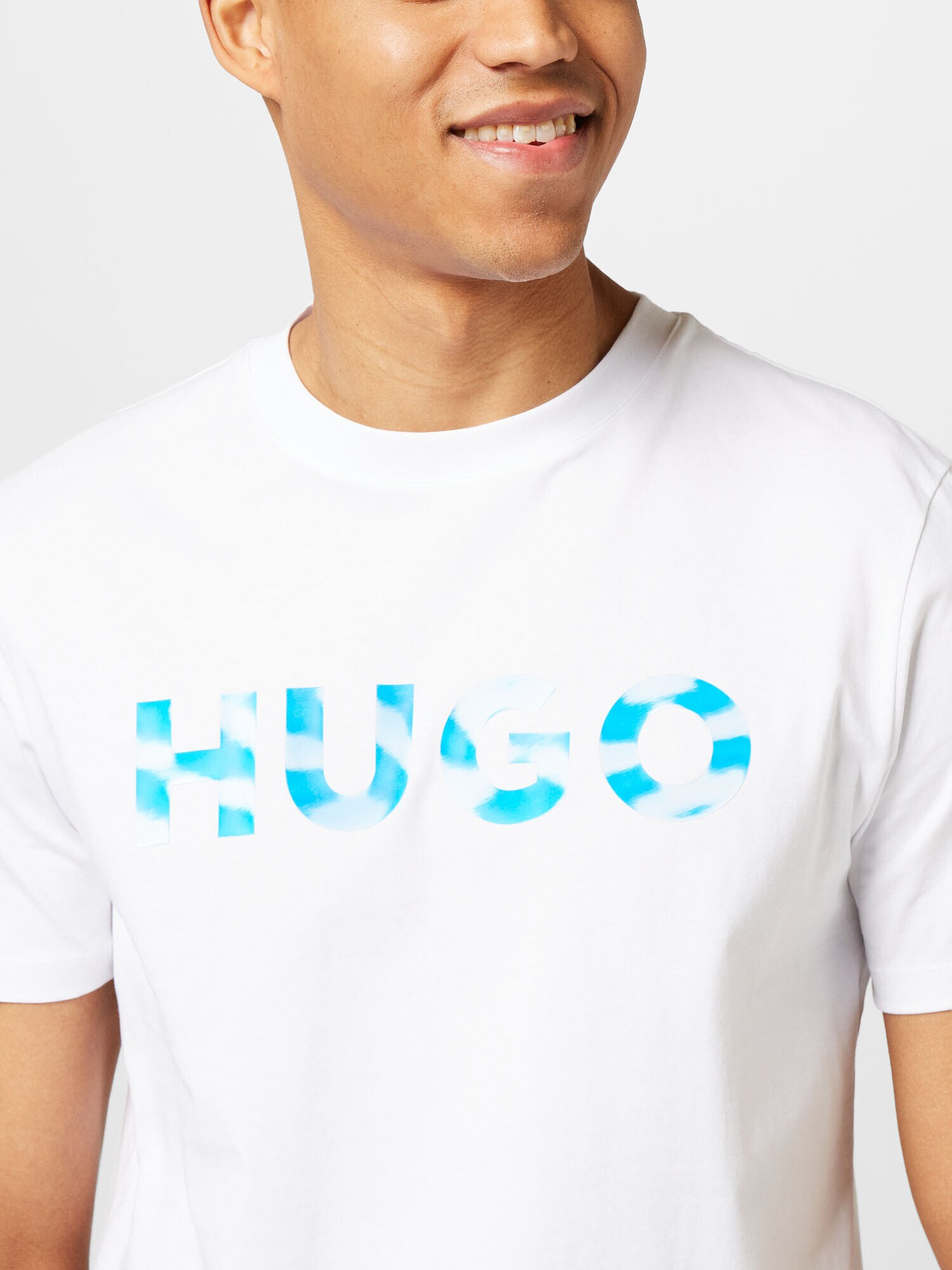 HUGO Tricou 'Dulivio' azuriu / albastru deschis / alb - Pled.ro