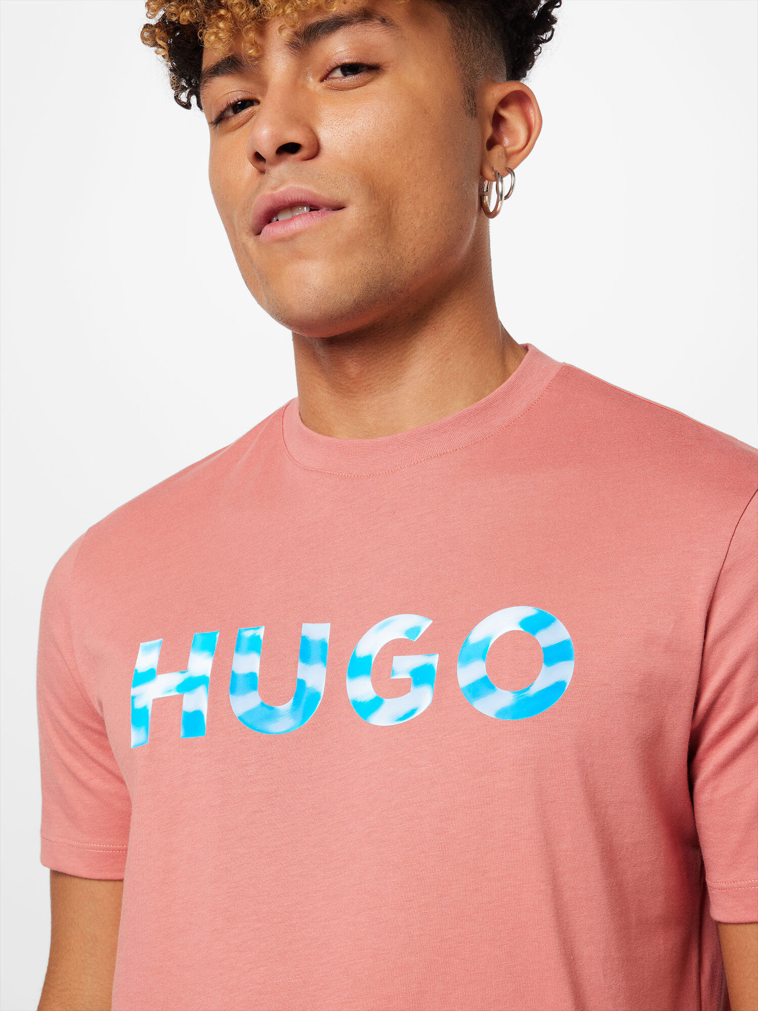 HUGO Tricou 'Dulivio' azuriu / albastru deschis / roz - Pled.ro