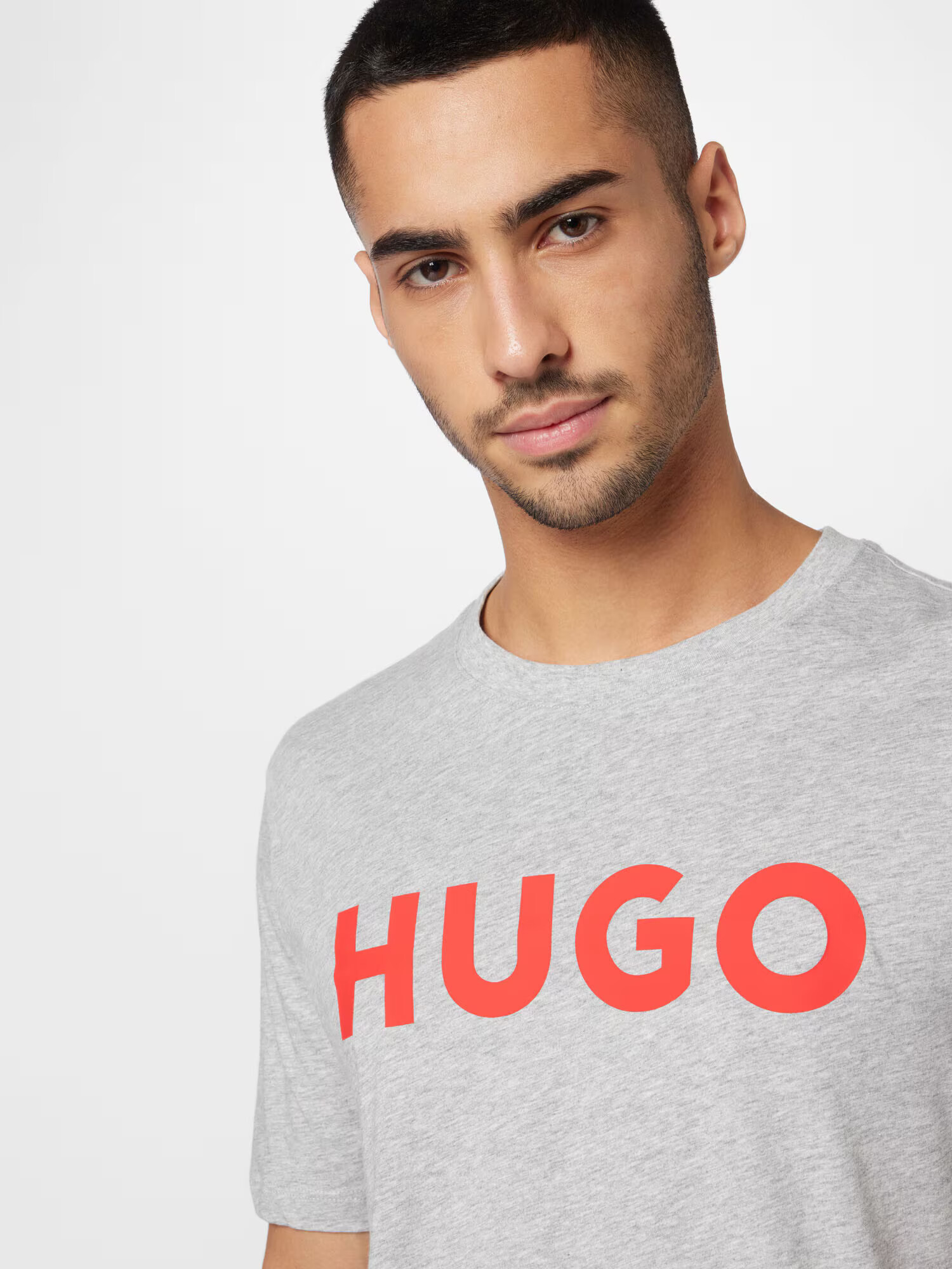 HUGO Tricou 'Dulivio' gri / roșu deschis - Pled.ro