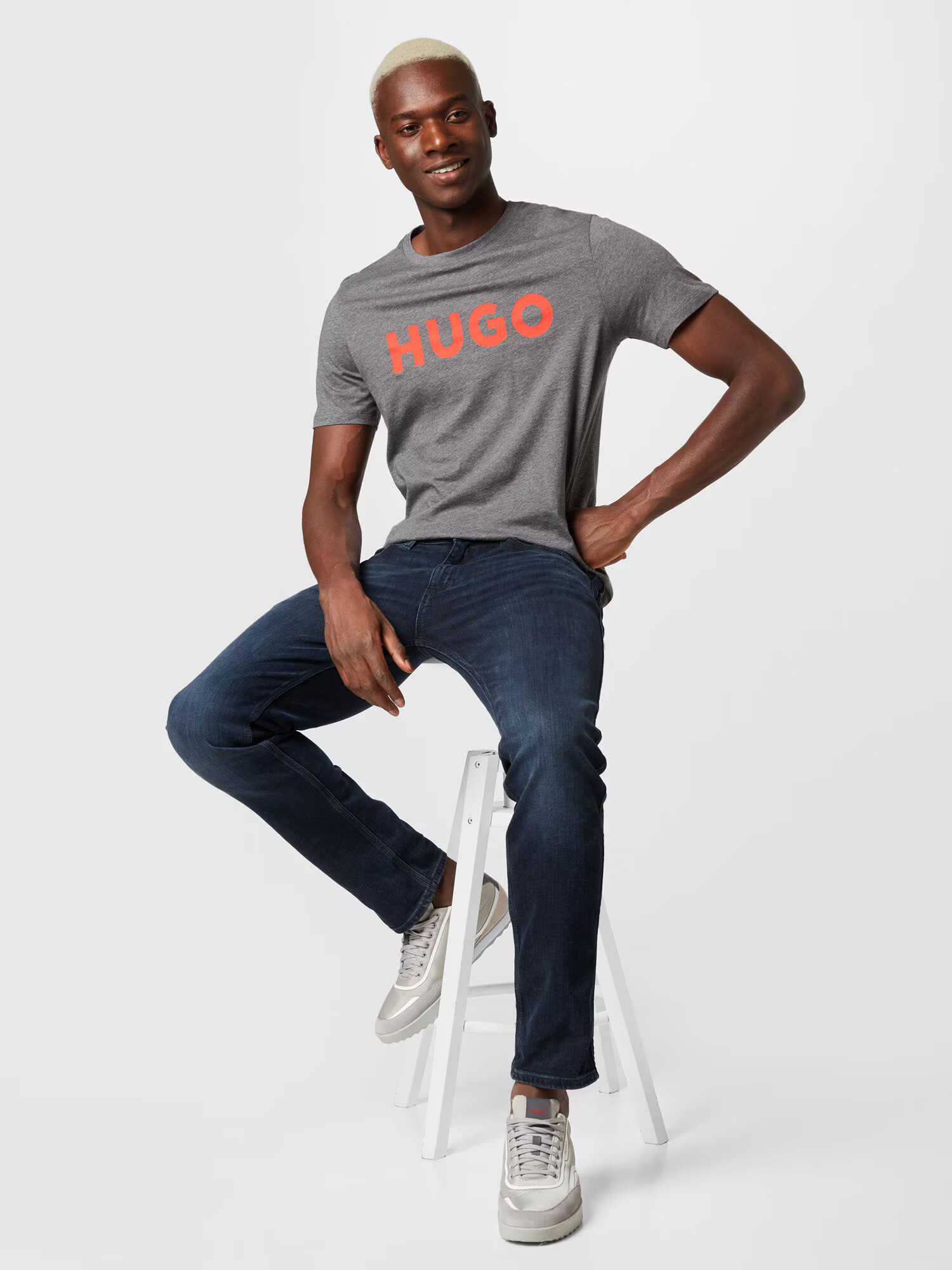 HUGO Tricou 'Dulivio' gri / roșu pepene - Pled.ro