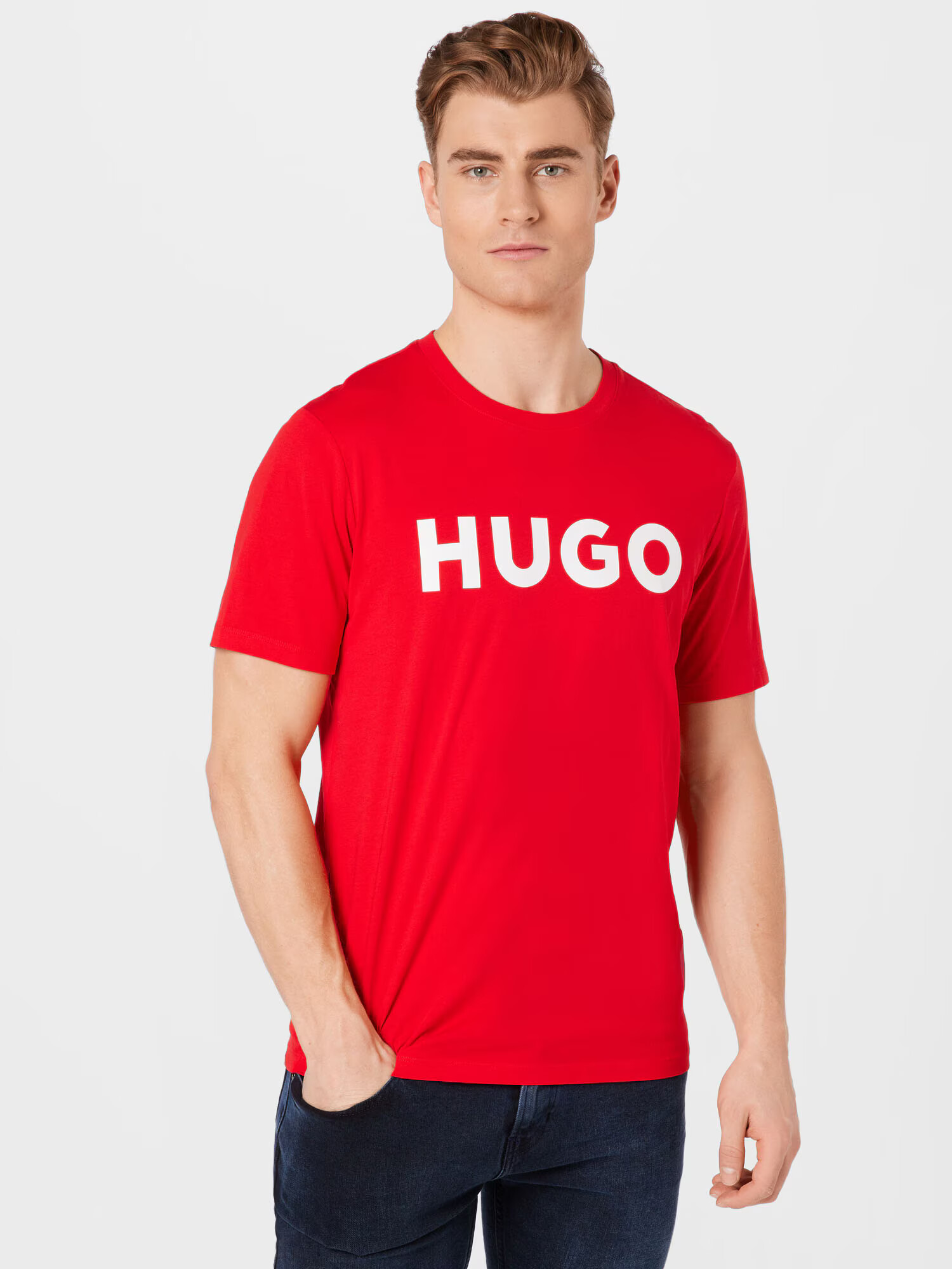 HUGO Red Tricou 'Dulivio' roșu deschis / alb - Pled.ro