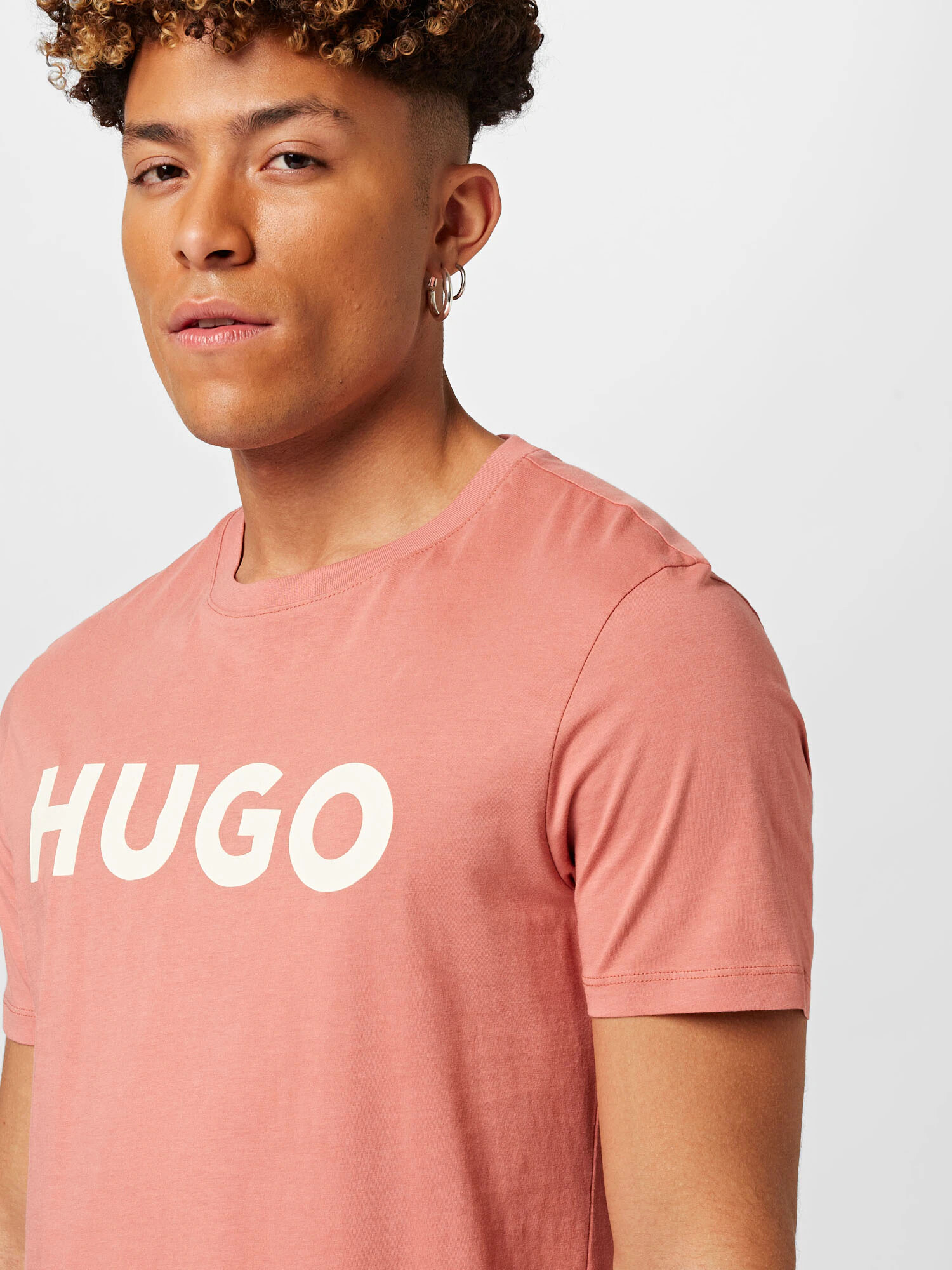 HUGO Tricou 'Dulivio' roz pal / alb - Pled.ro