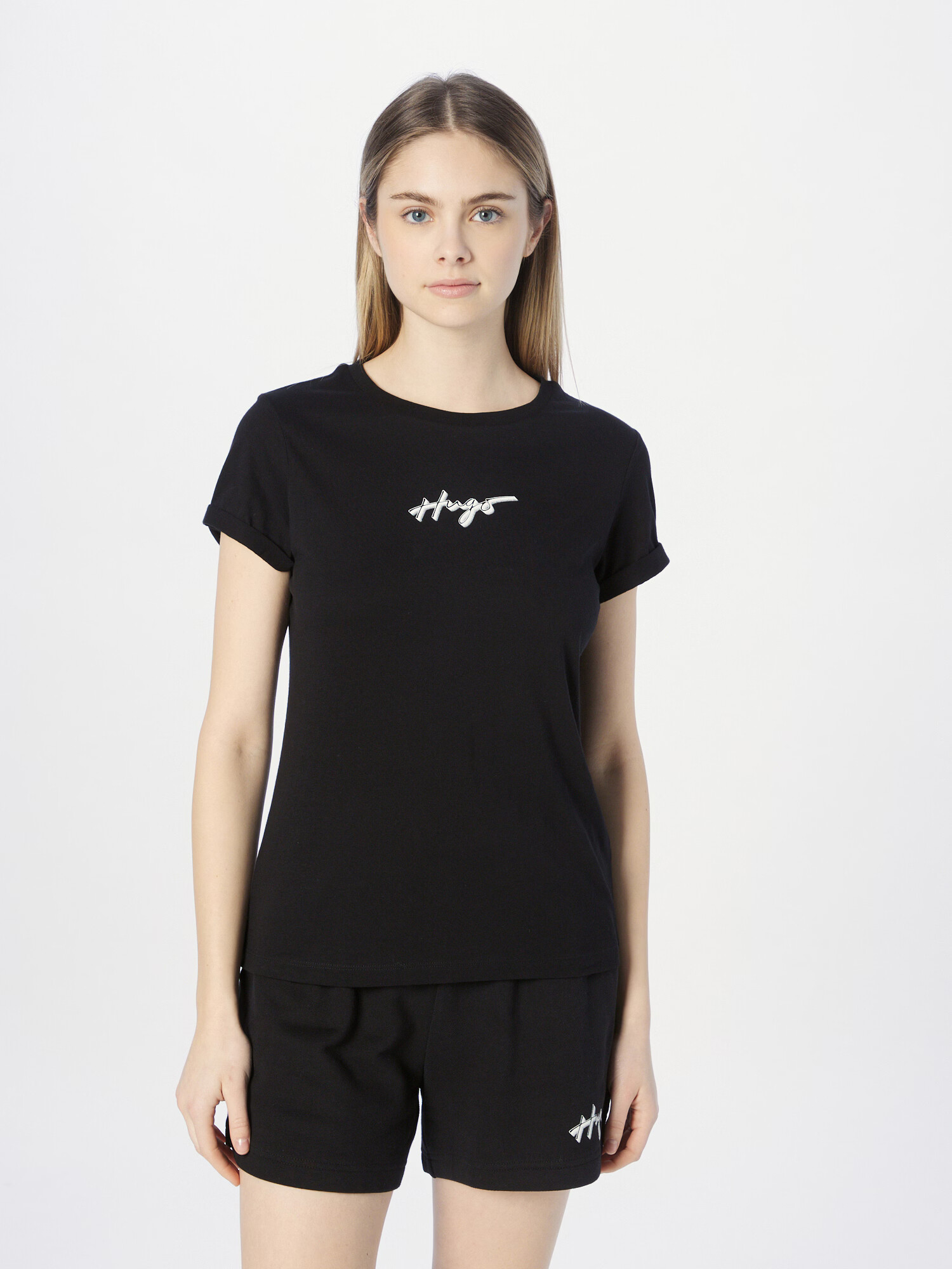 HUGO Tricou negru / alb - Pled.ro