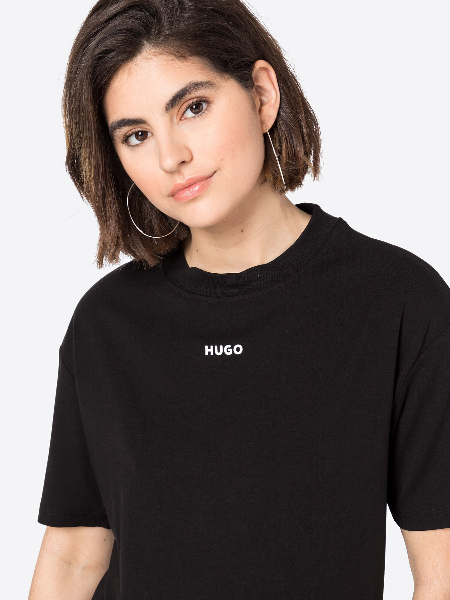 HUGO Tricou 'SHUFFLE' negru / alb - Pled.ro