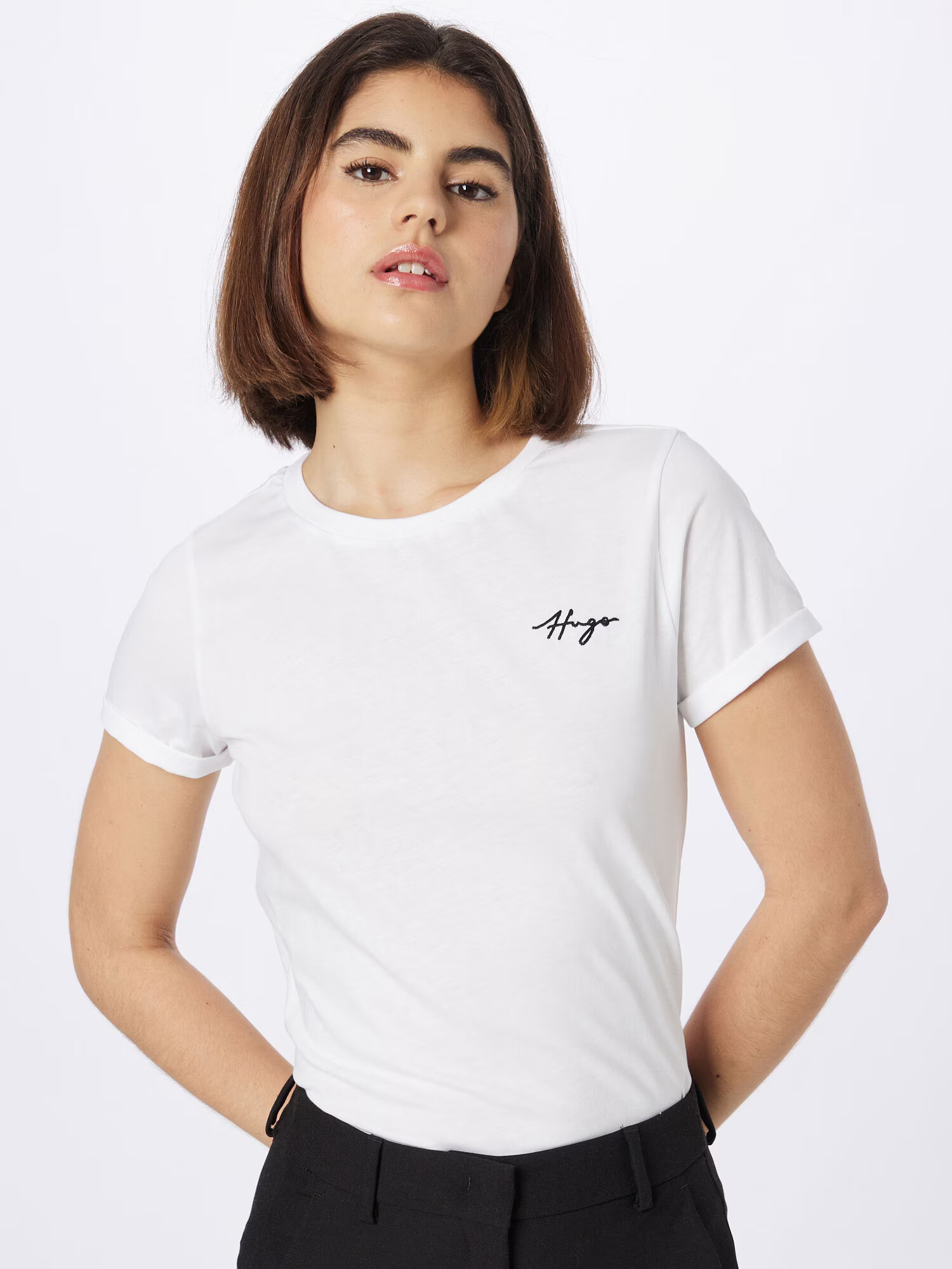 HUGO Tricou 'Slim Tee' alb - Pled.ro