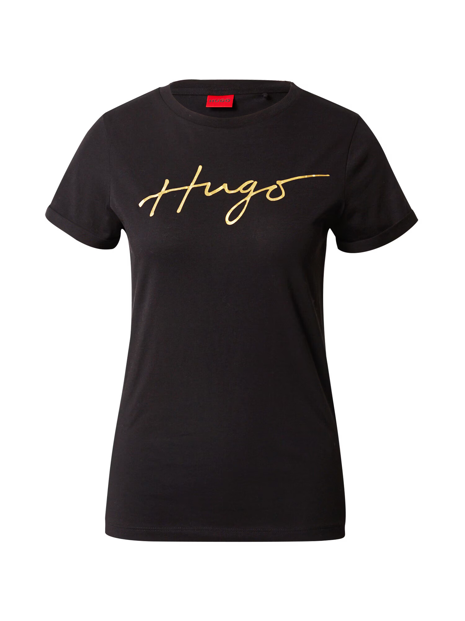 HUGO Tricou 'Slim Tee' auriu / negru - Pled.ro