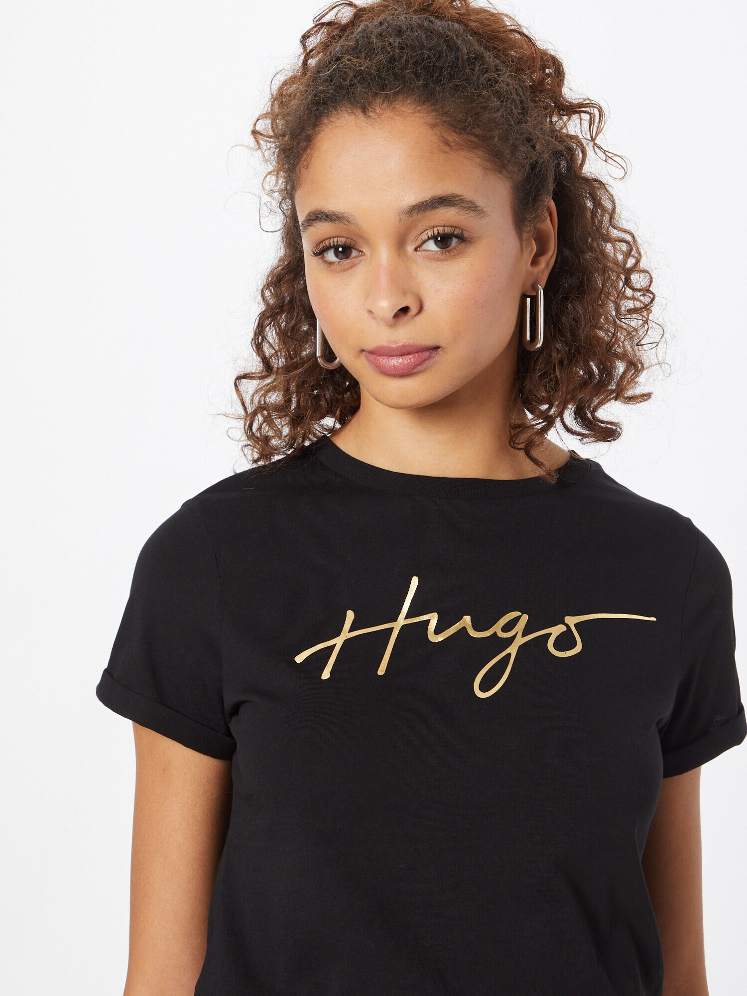 HUGO Tricou 'Slim Tee' auriu / negru - Pled.ro