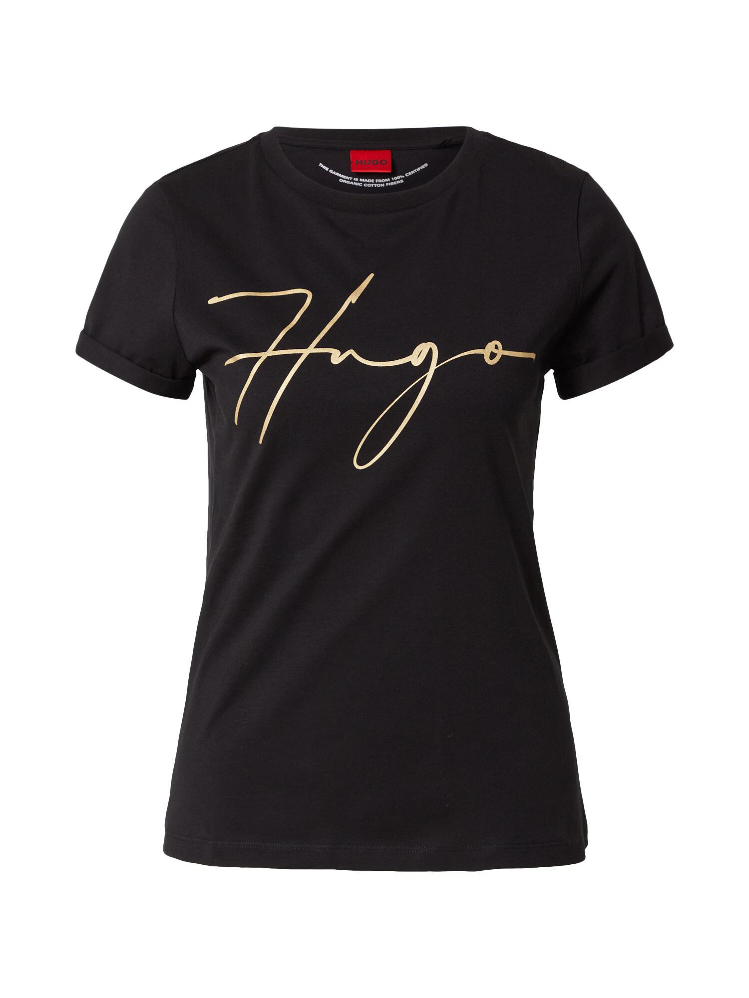 HUGO Tricou 'The Slim Tee 17' auriu / negru - Pled.ro