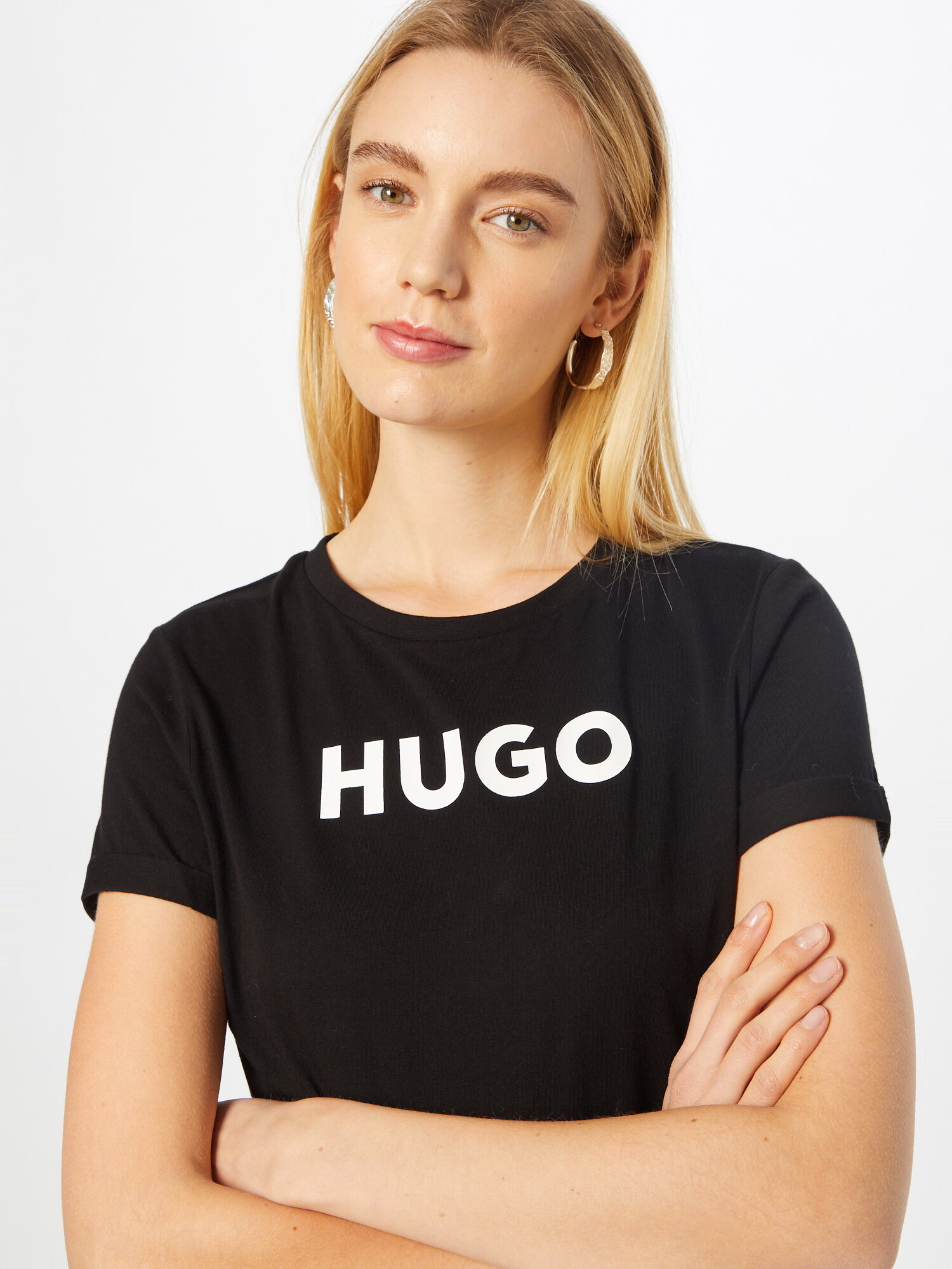 HUGO Red Tricou negru / alb - Pled.ro