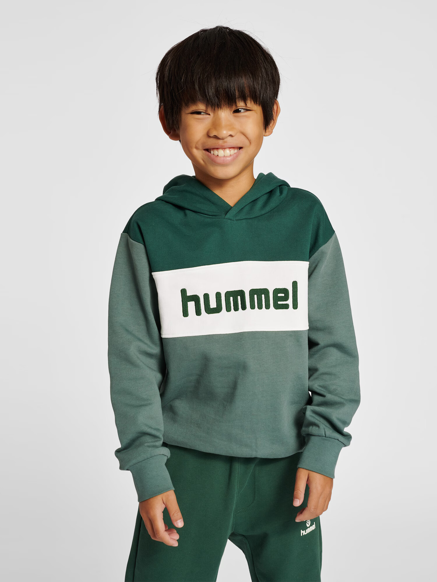 Hummel Bluză de molton 'Morten' verde / verde închis / alb - Pled.ro