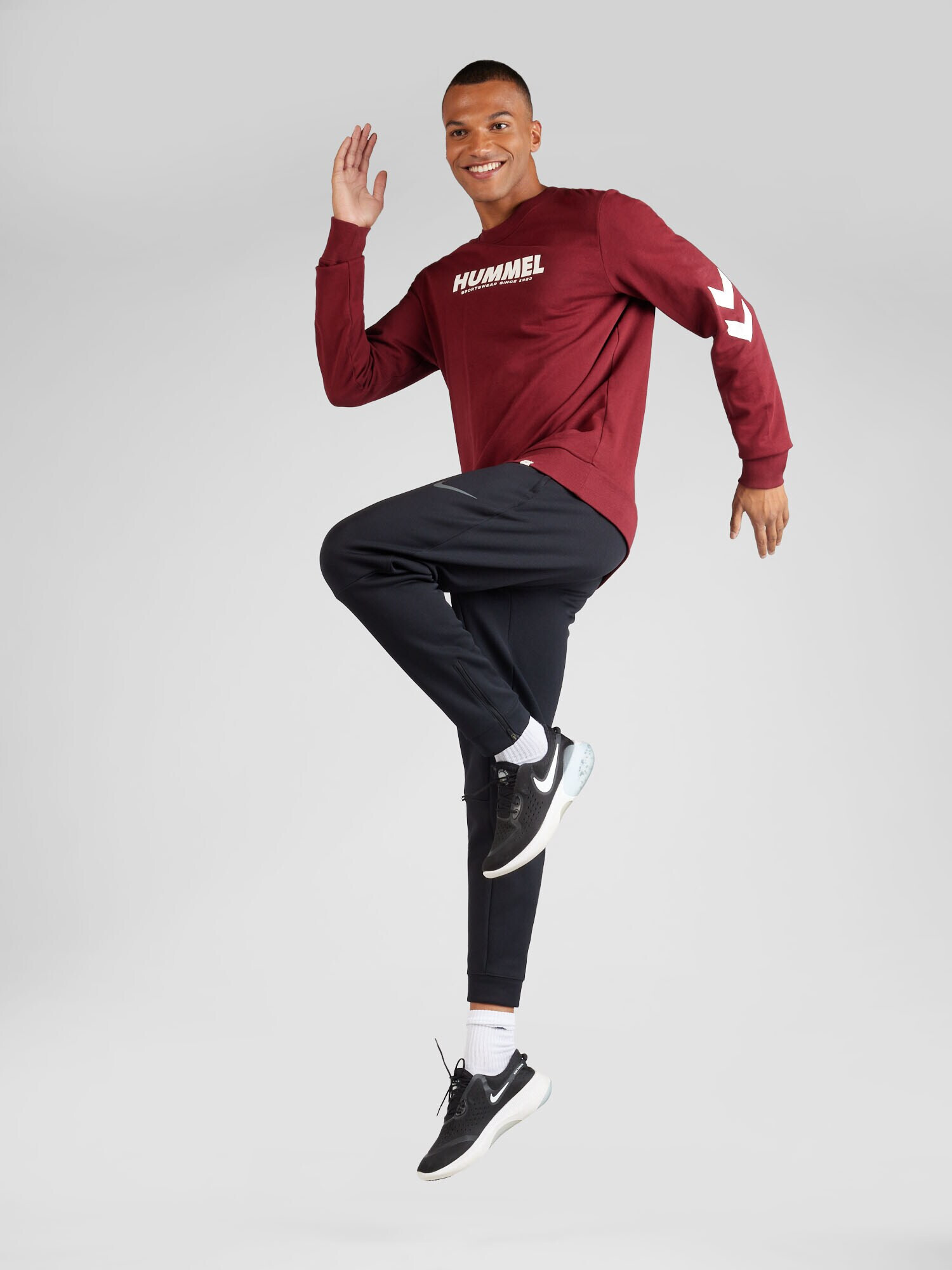 Hummel Hanorac sport roșu merlot / alb - Pled.ro