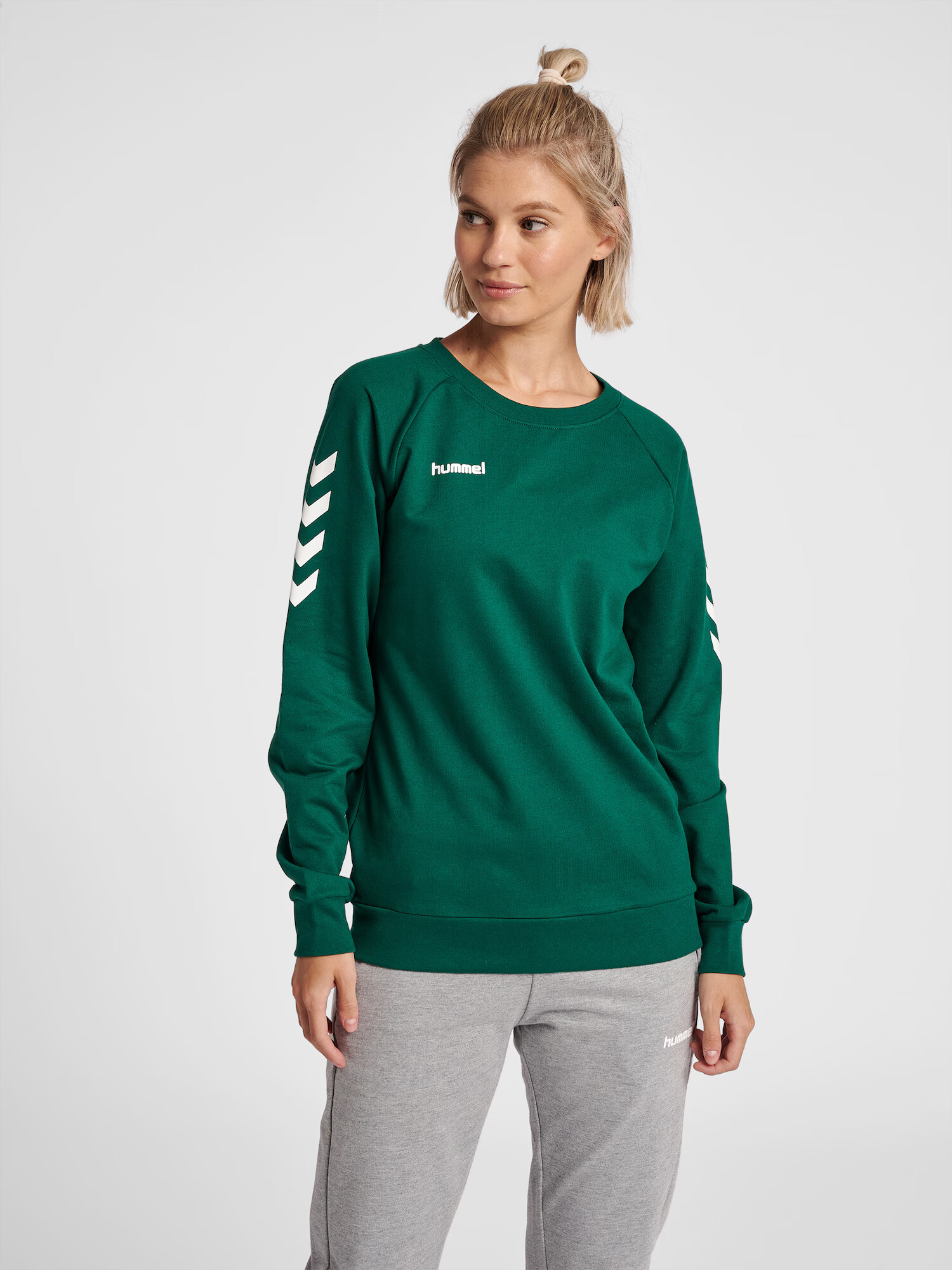 Hummel Hanorac sport verde închis / alb - Pled.ro