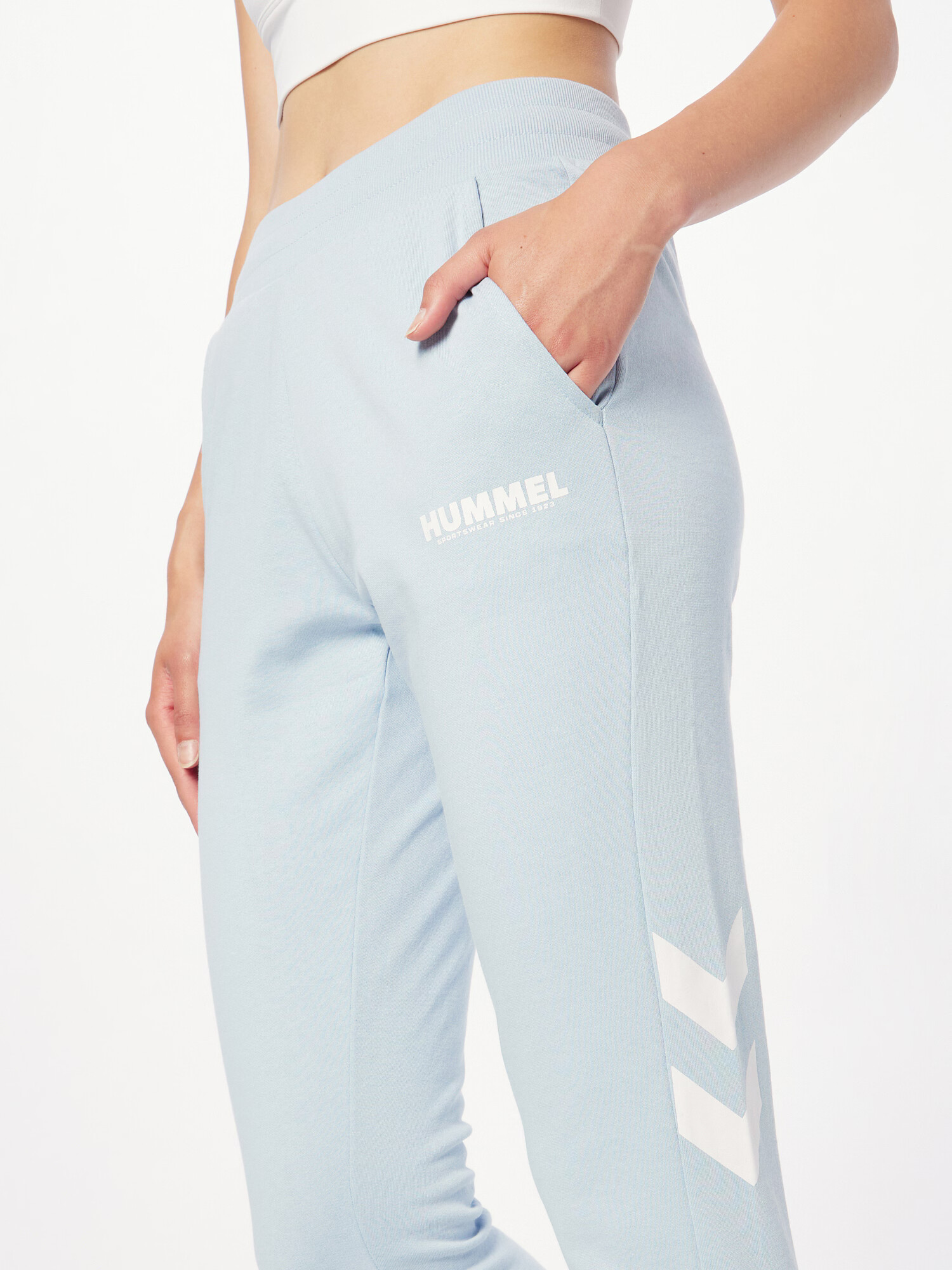 Hummel Pantaloni sport albastru deschis / alb - Pled.ro