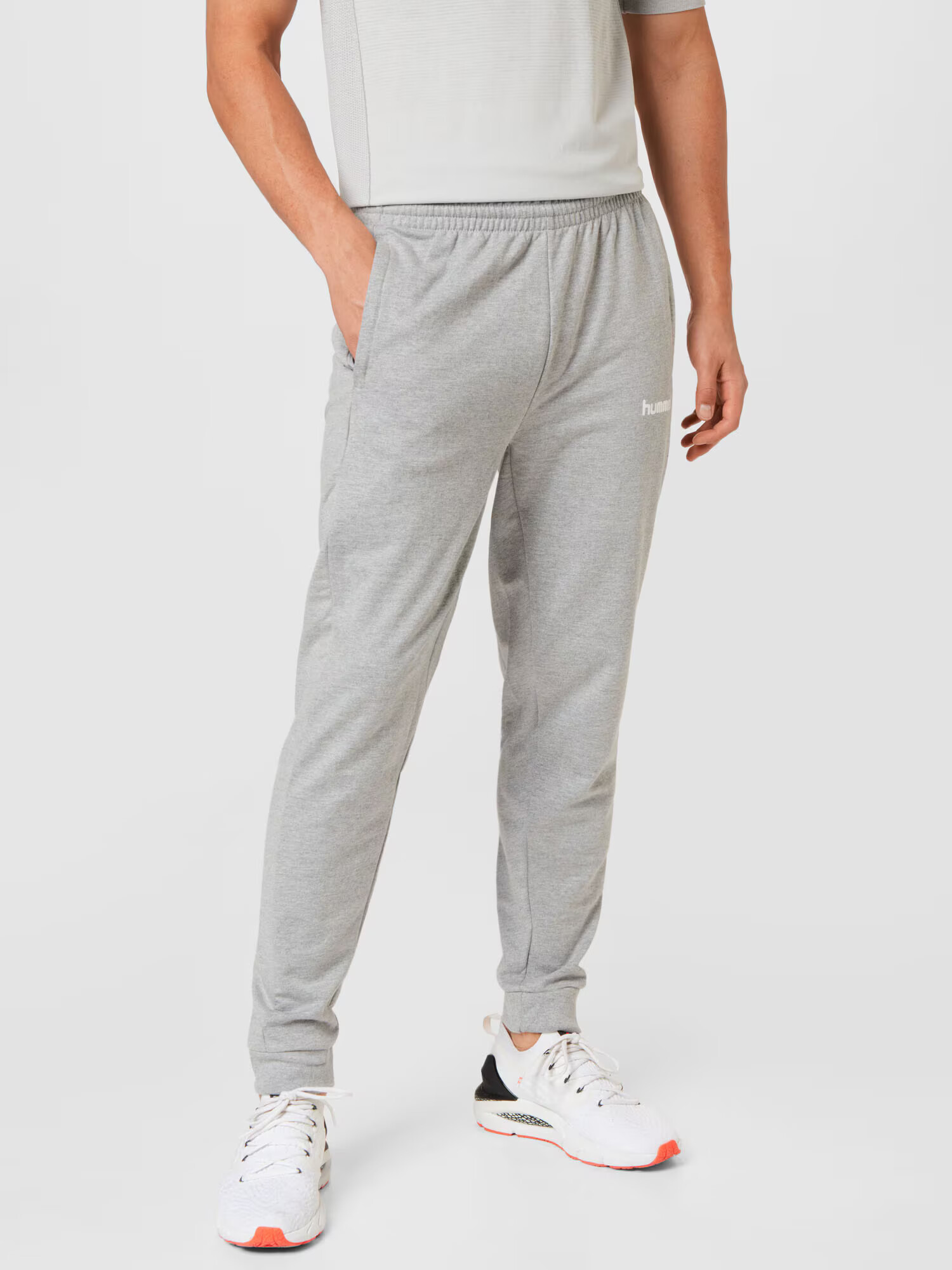 Hummel Pantaloni sport gri / alb - Pled.ro