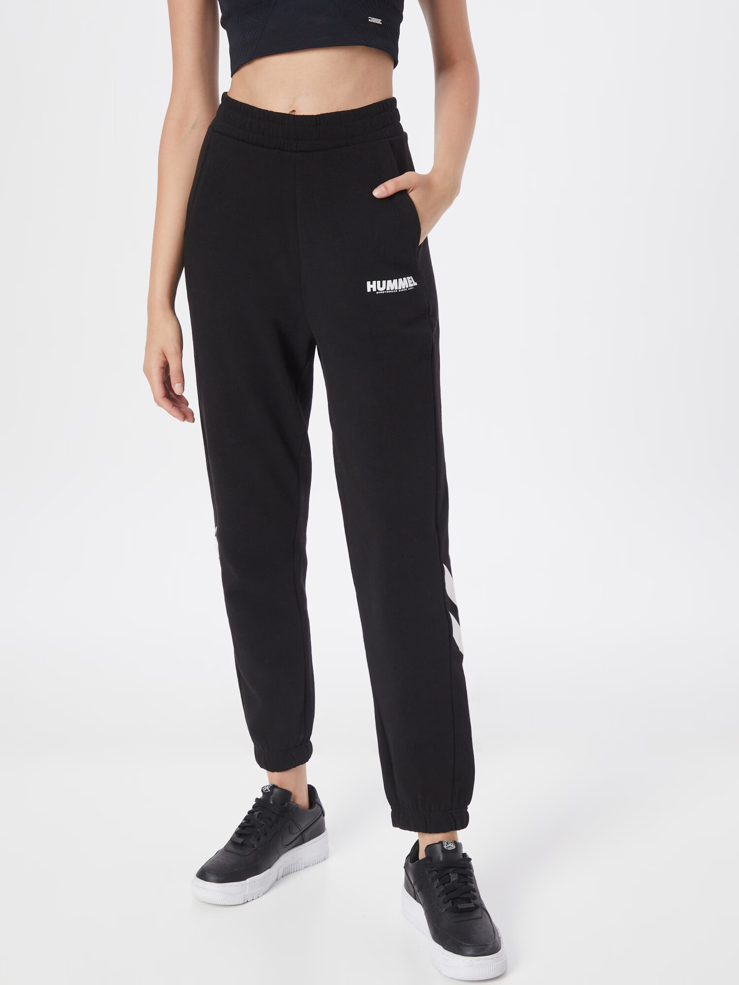 Hummel Pantaloni sport negru / alb - Pled.ro