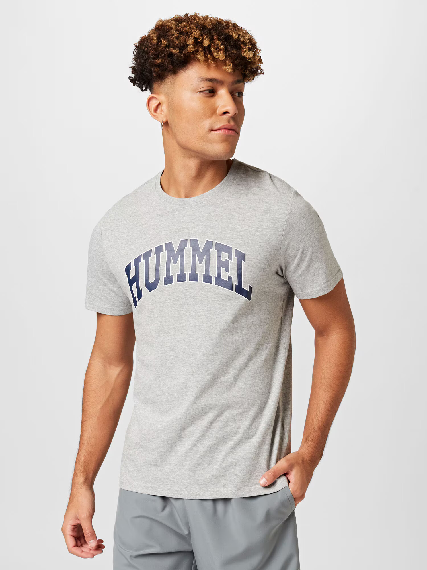 Hummel Tricou 'BILL' bleumarin / gri amestecat / alb - Pled.ro