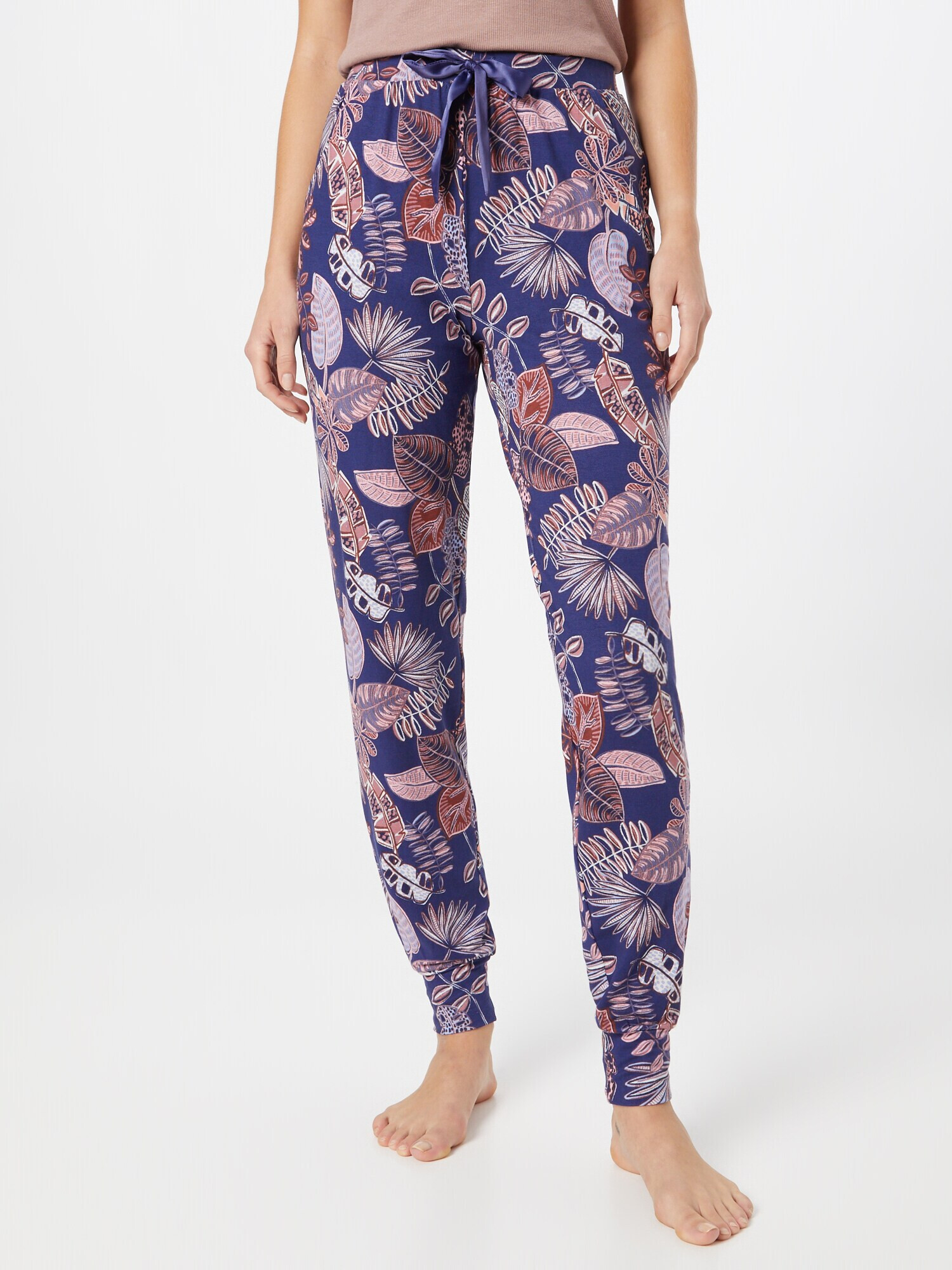 Hunkemöller Pantaloni de pijama 'Funky Jungle' albastru cobalt / albastru deschis / roz / roșu carmin - Pled.ro