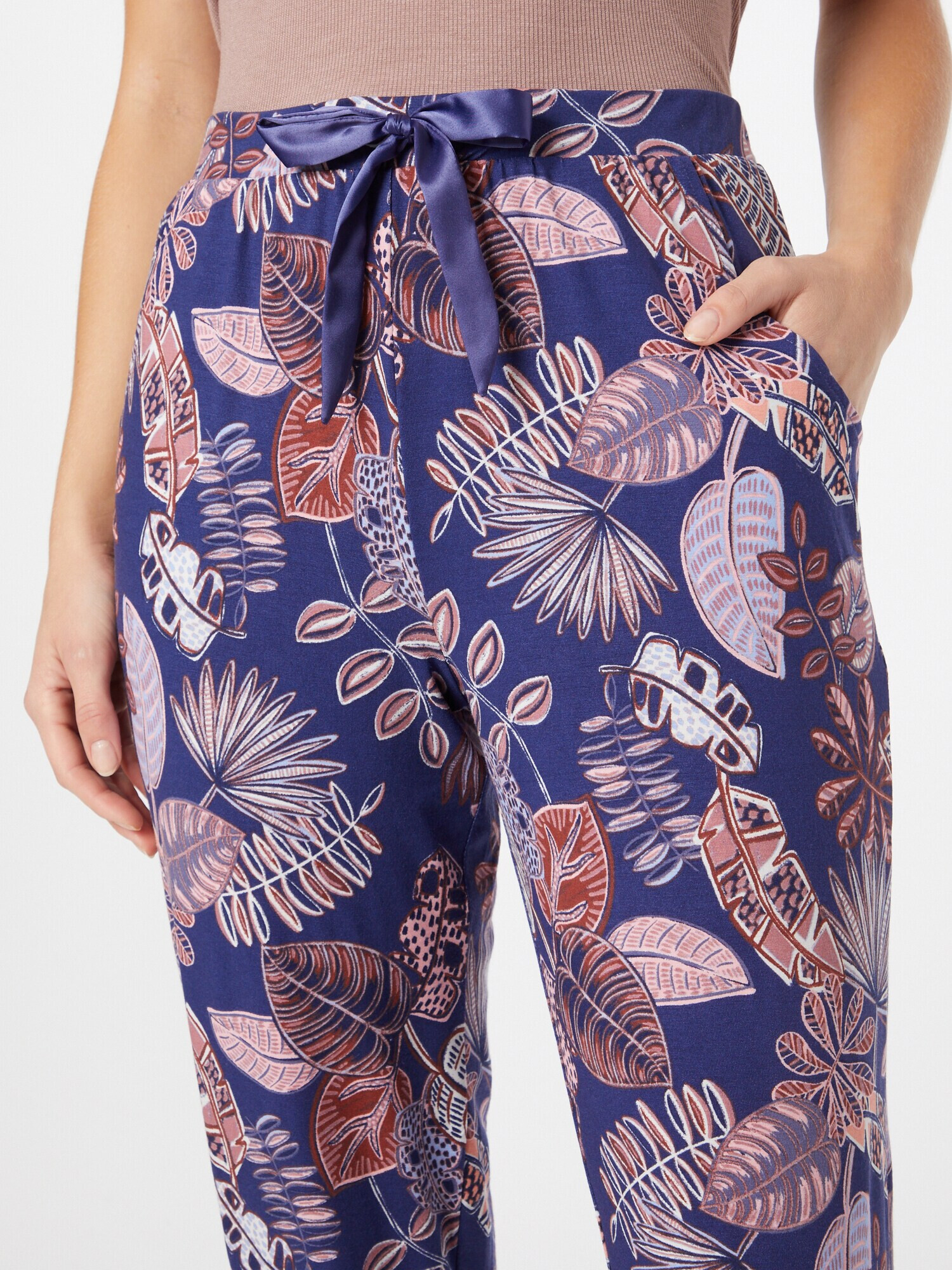 Hunkemöller Pantaloni de pijama 'Funky Jungle' albastru cobalt / albastru deschis / roz / roșu carmin - Pled.ro