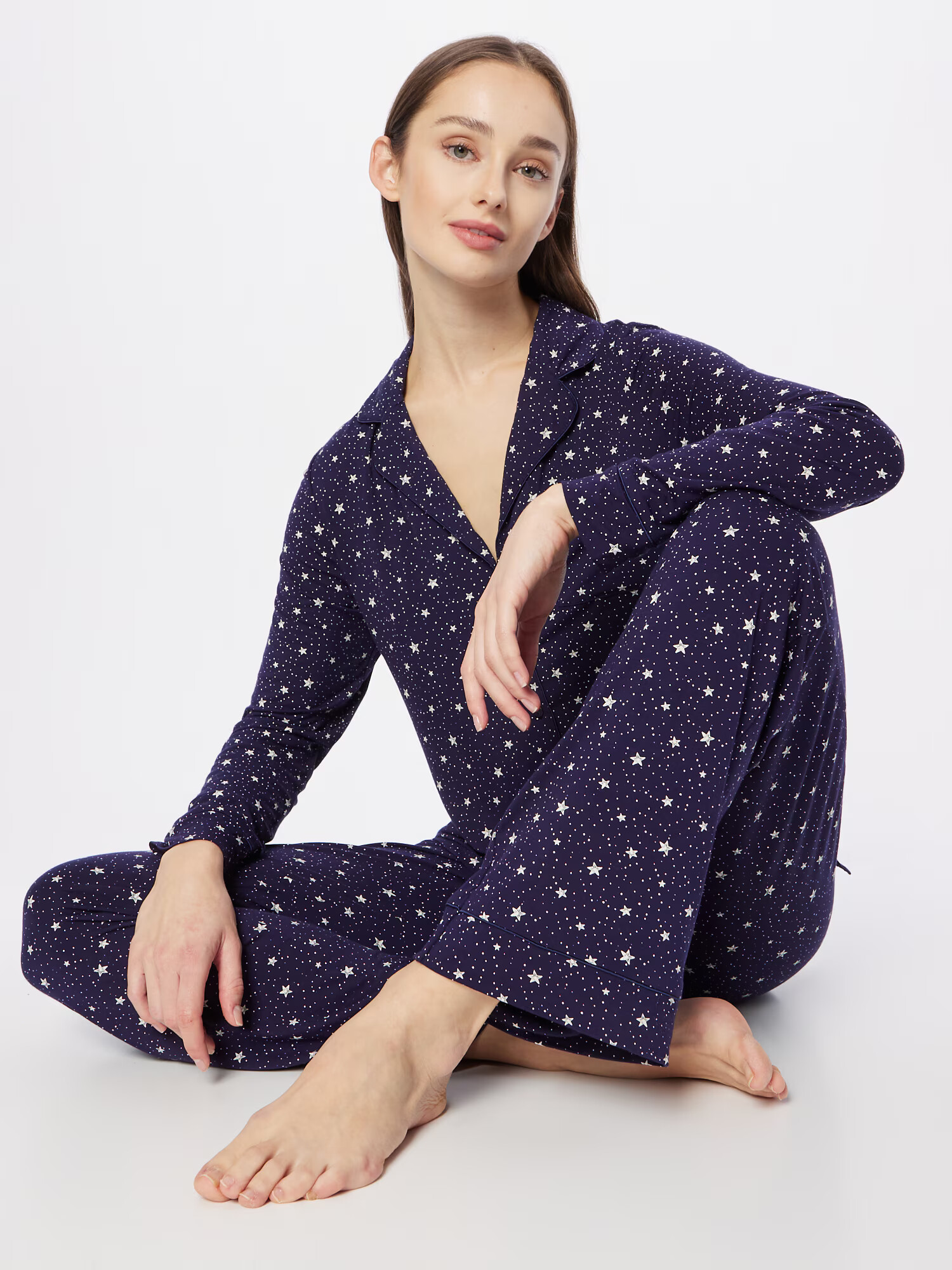 Hunkemöller Pijama bleumarin / alb - Pled.ro