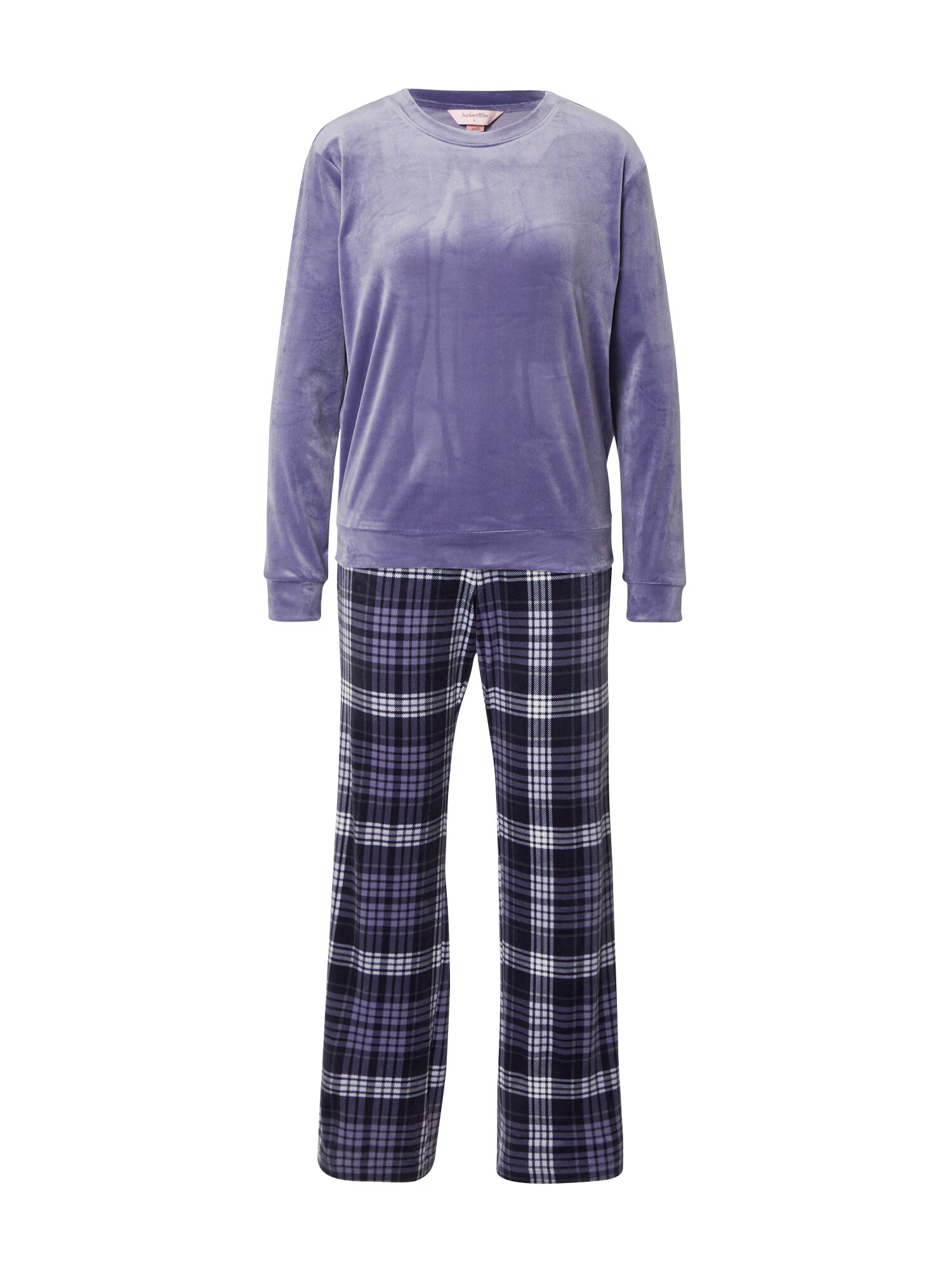 Hunkemöller Pijama bleumarin / albastru porumbel / alb - Pled.ro