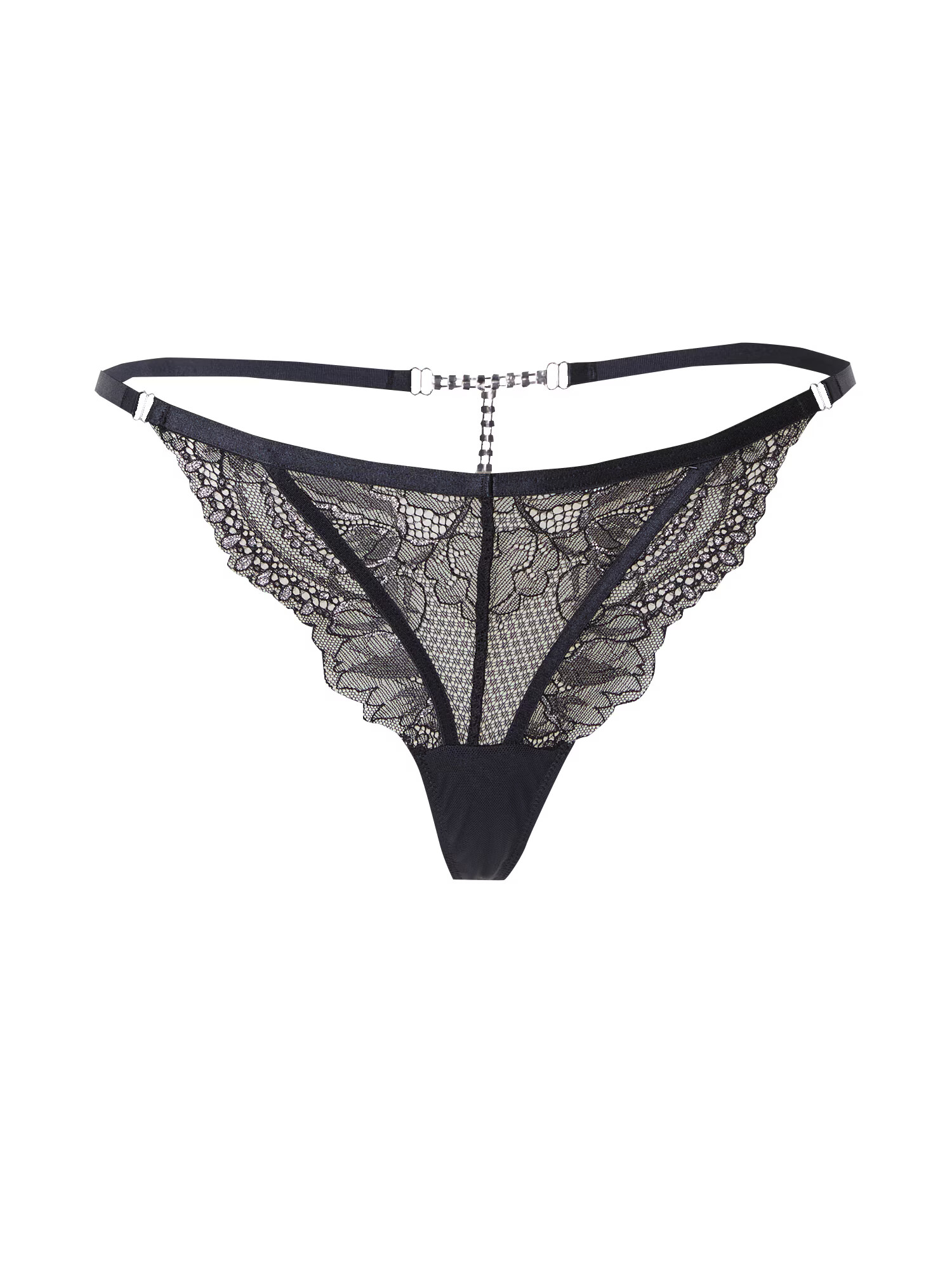 Hunkemöller Tanga 'Donna' negru / argintiu / transparent - Pled.ro