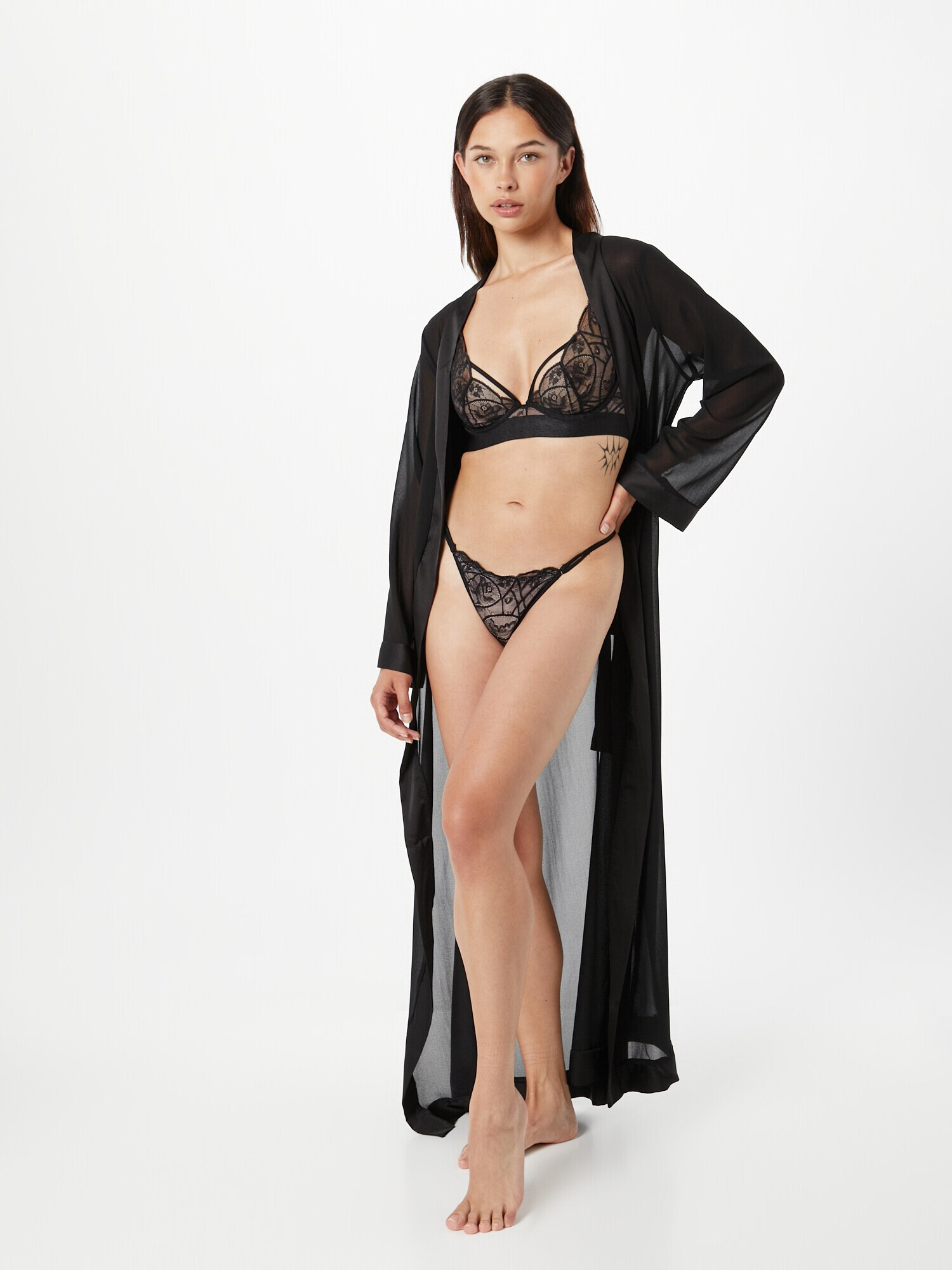 Hunkemöller Tanga 'Luna' bej / negru - Pled.ro