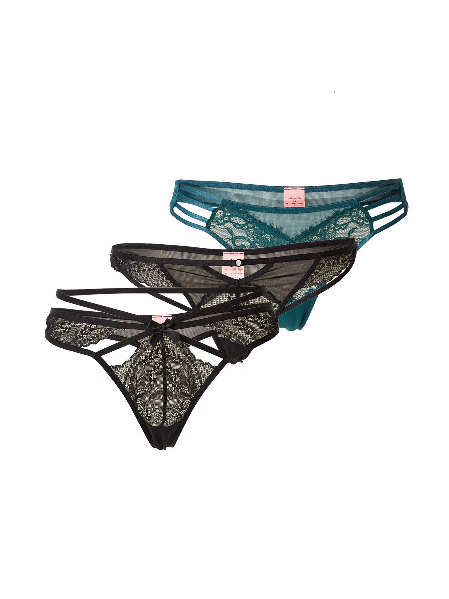 Hunkemöller Tanga verde petrol / negru - Pled.ro