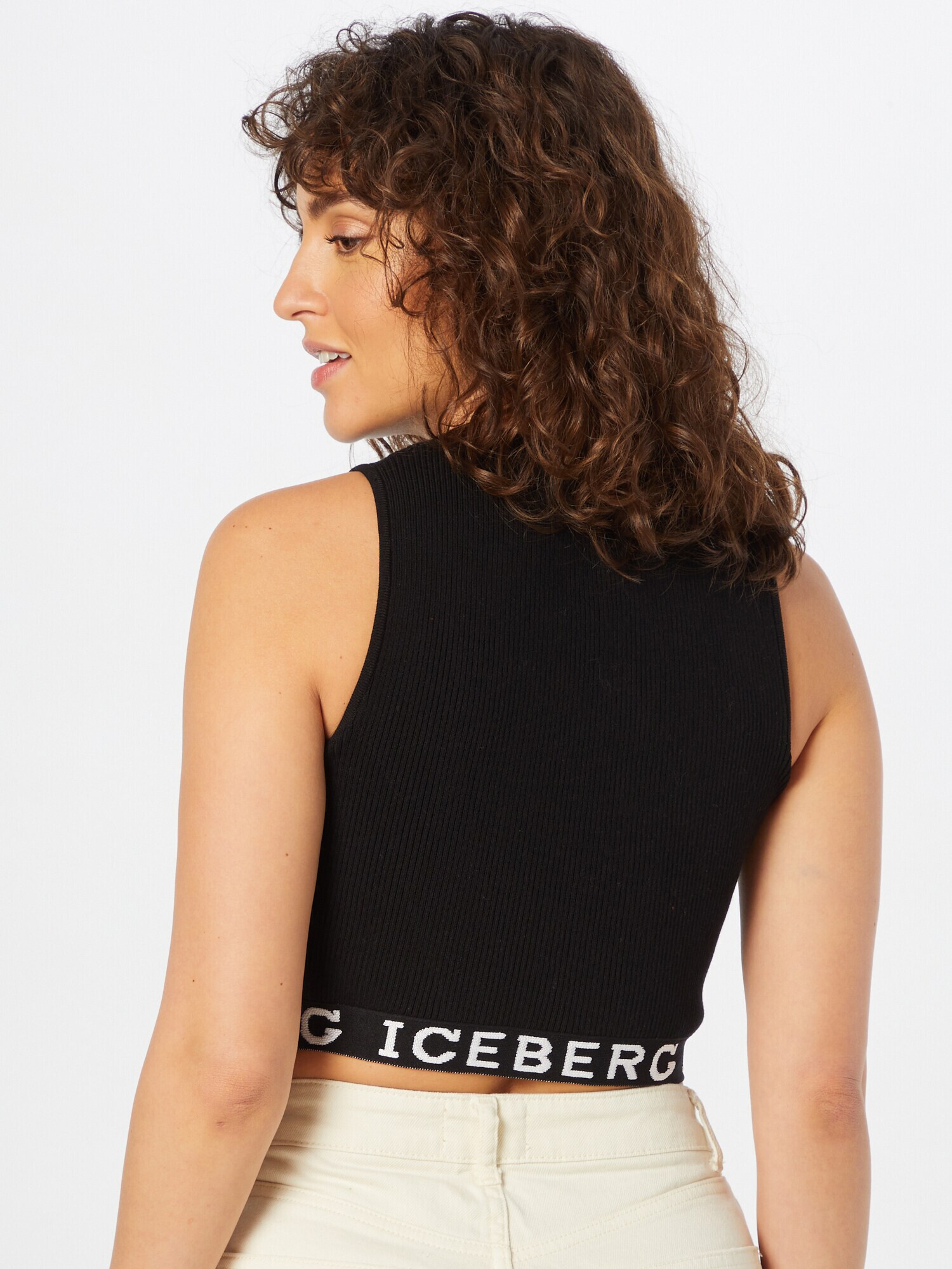 ICEBERG Top brodat 'MAGLIA' negru / alb - Pled.ro