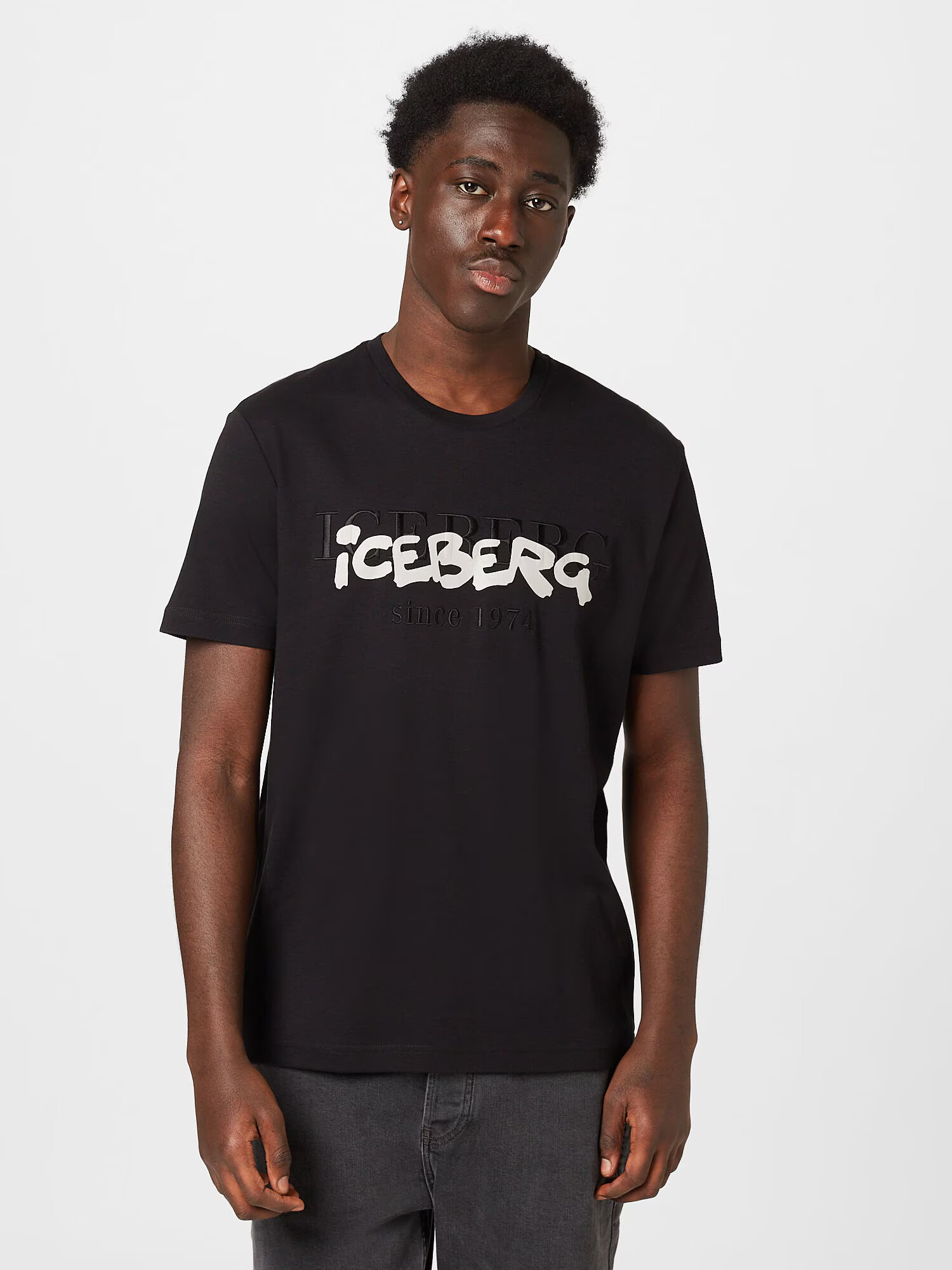 ICEBERG Tricou negru / alb natural - Pled.ro