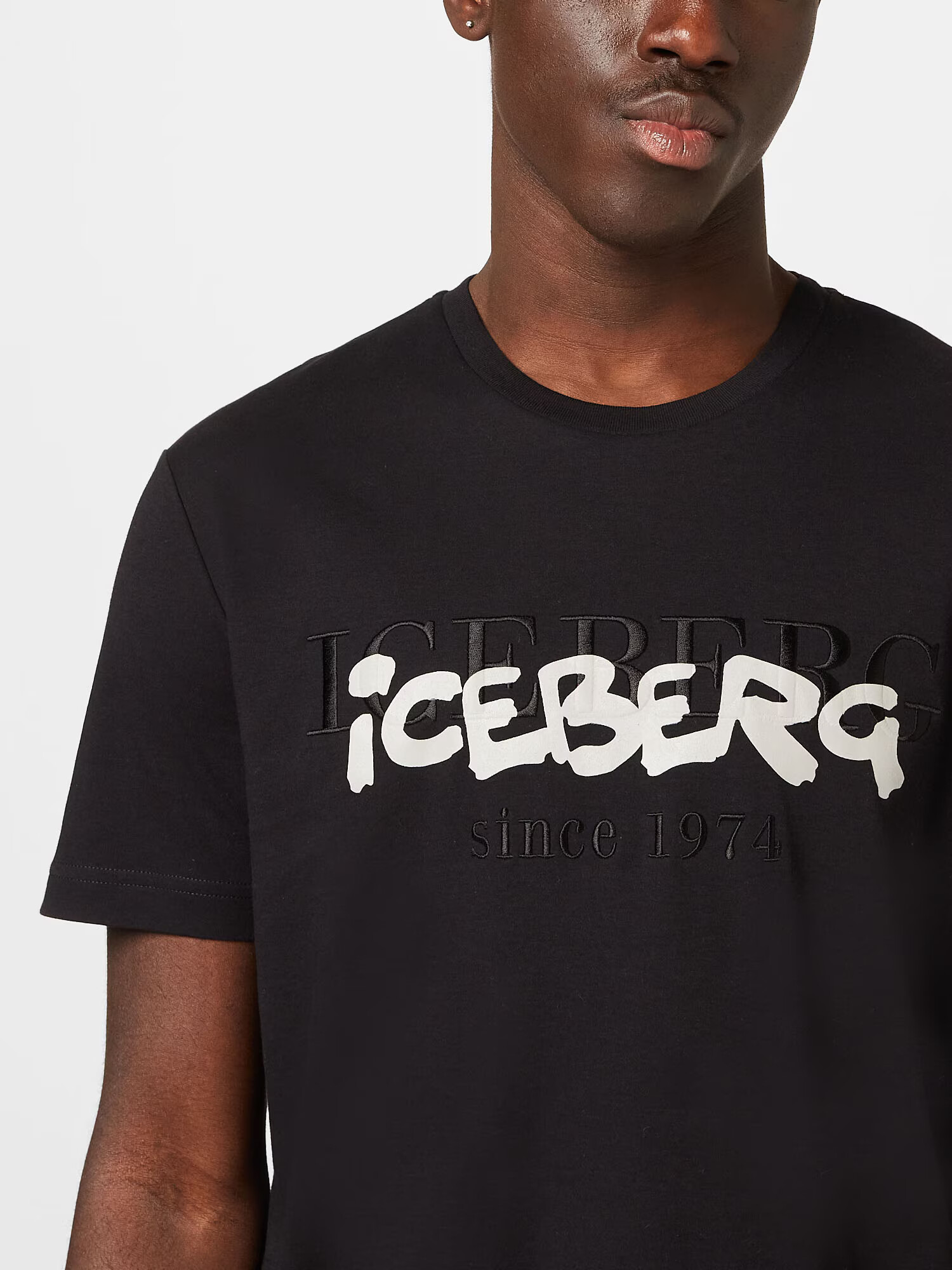 ICEBERG Tricou negru / alb natural - Pled.ro