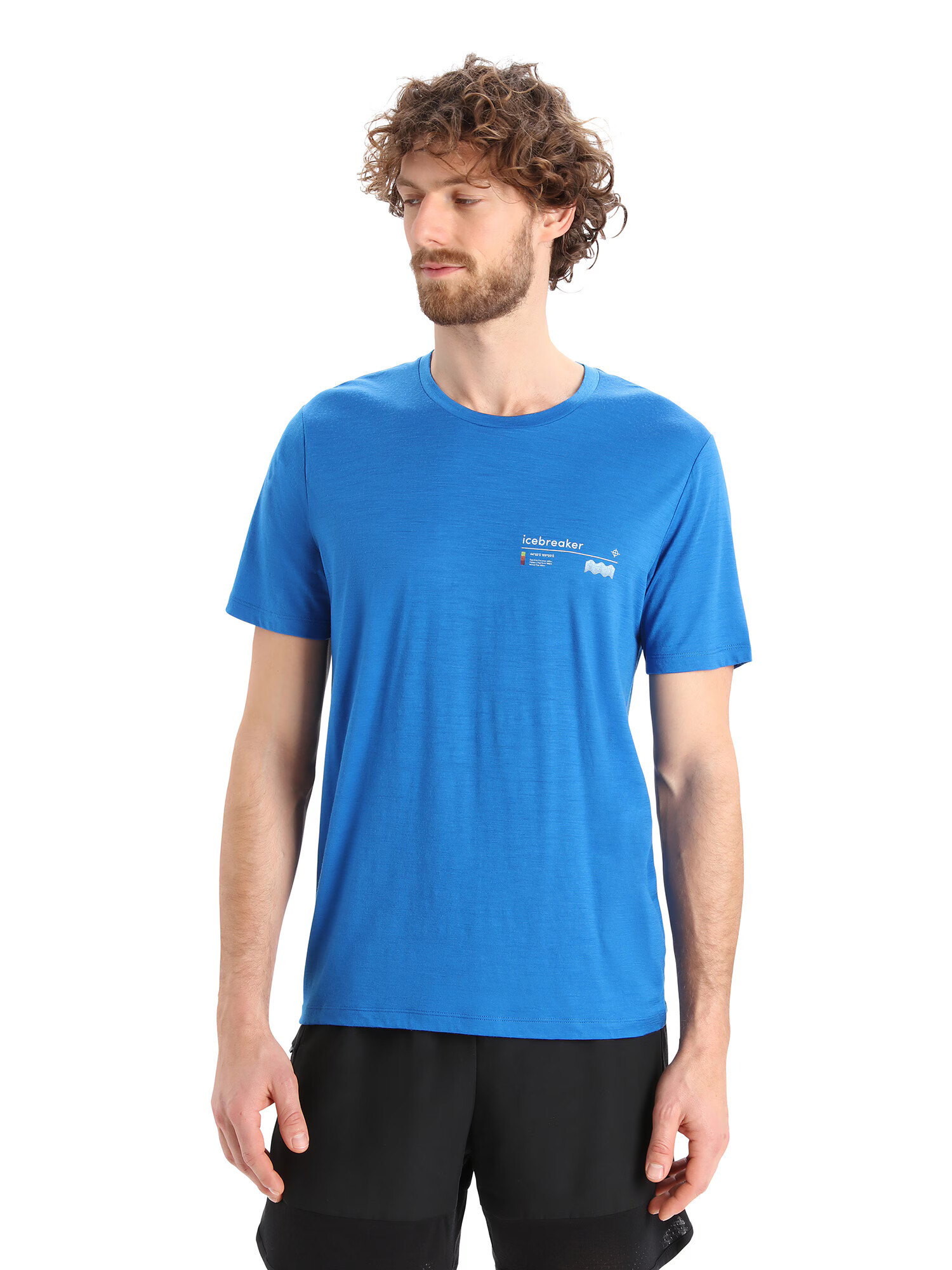 ICEBREAKER Tricou funcțional 'M Tech Lite II SS Tee Alpine Zone' albastru / roz / alb - Pled.ro