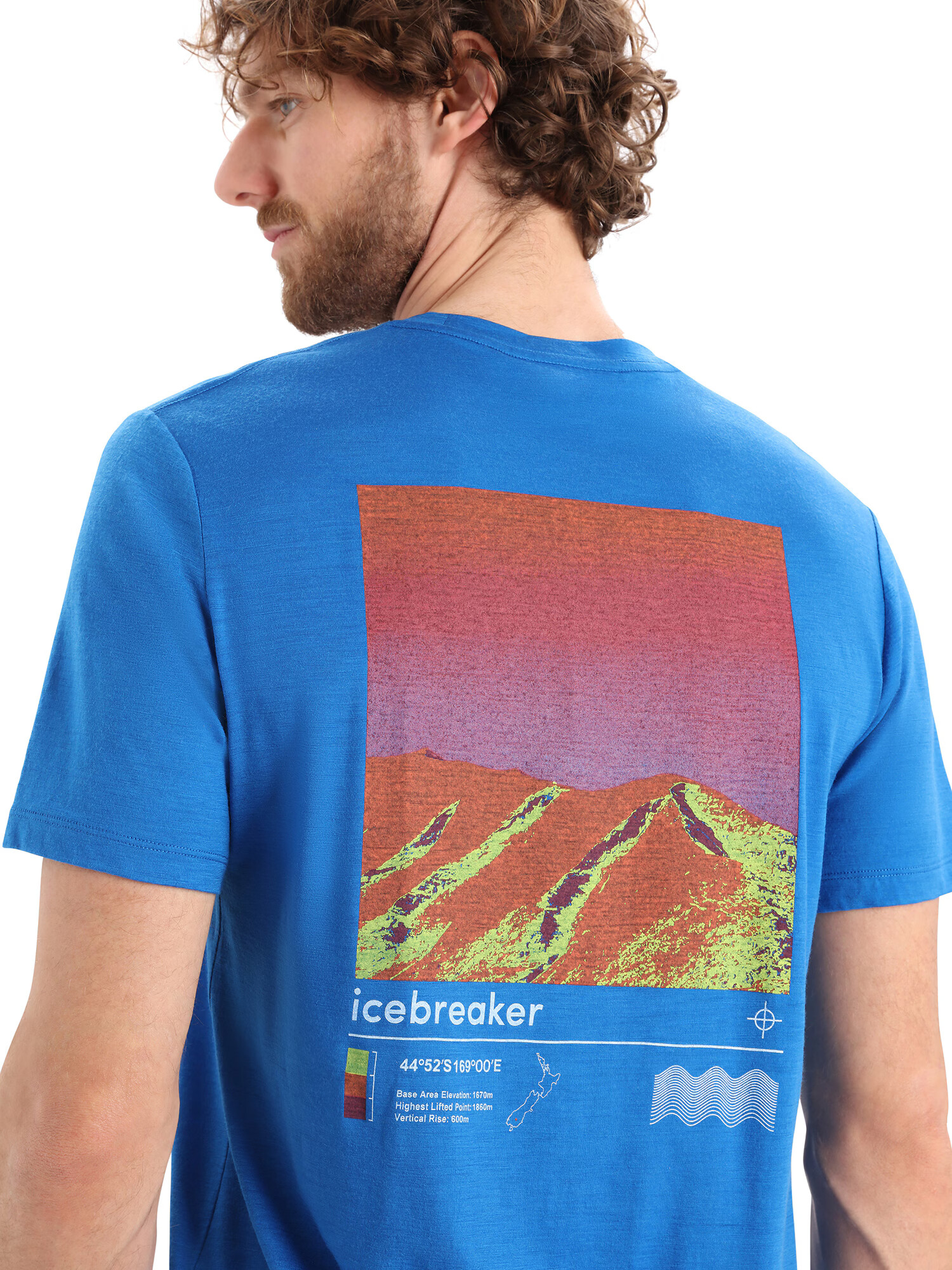 ICEBREAKER Tricou funcțional 'M Tech Lite II SS Tee Alpine Zone' albastru / roz / alb - Pled.ro