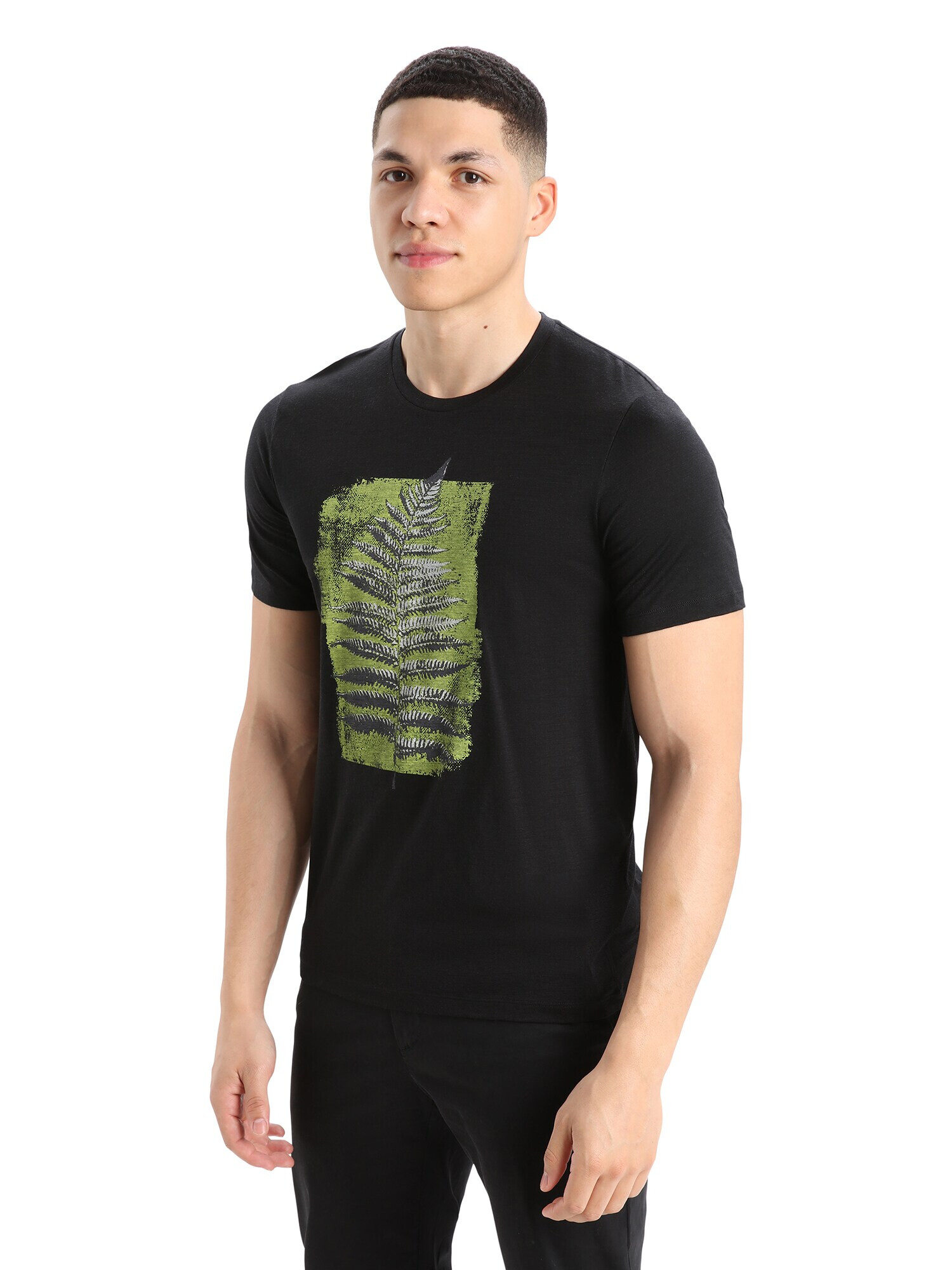 ICEBREAKER Tricou funcțional 'Tech Lite II SS Fern Imprint' gri deschis / verde / negru - Pled.ro