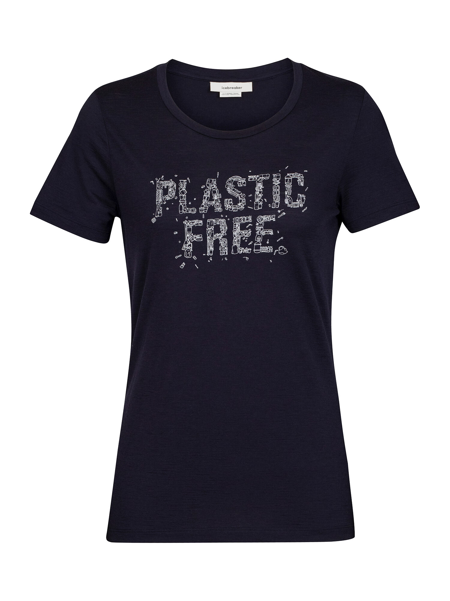 ICEBREAKER Tricou funcțional 'Tech Lite II Plastic Free' bleumarin / alb - Pled.ro