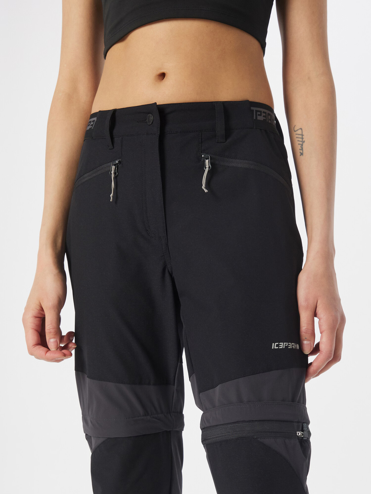 ICEPEAK Pantaloni outdoor 'BRADLEY' gri închis / negru / alb - Pled.ro