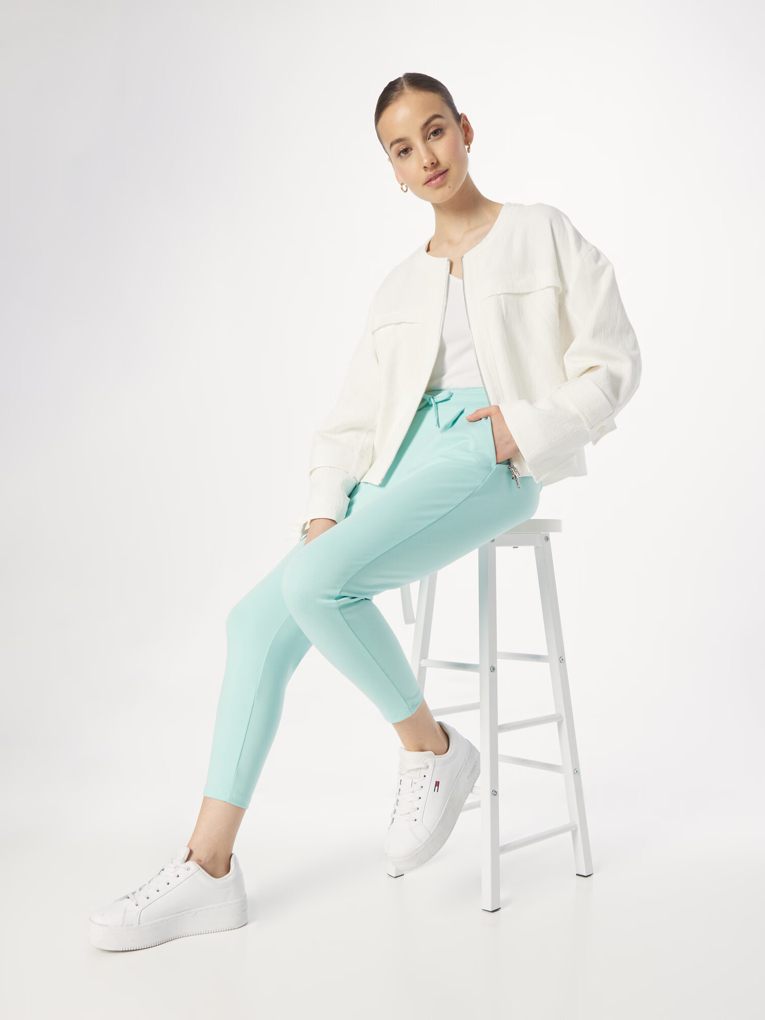 ICHI Pantaloni 'KATE' albastru aqua - Pled.ro