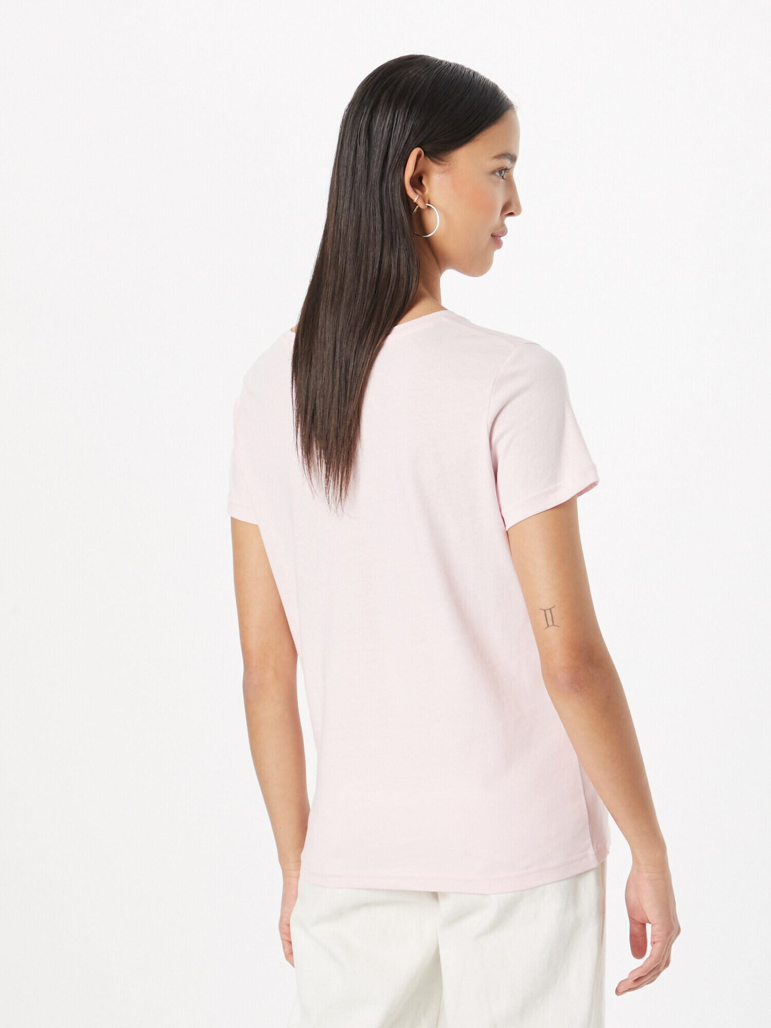 ICHI Tricou 'CAMINO' roz pastel / alb - Pled.ro