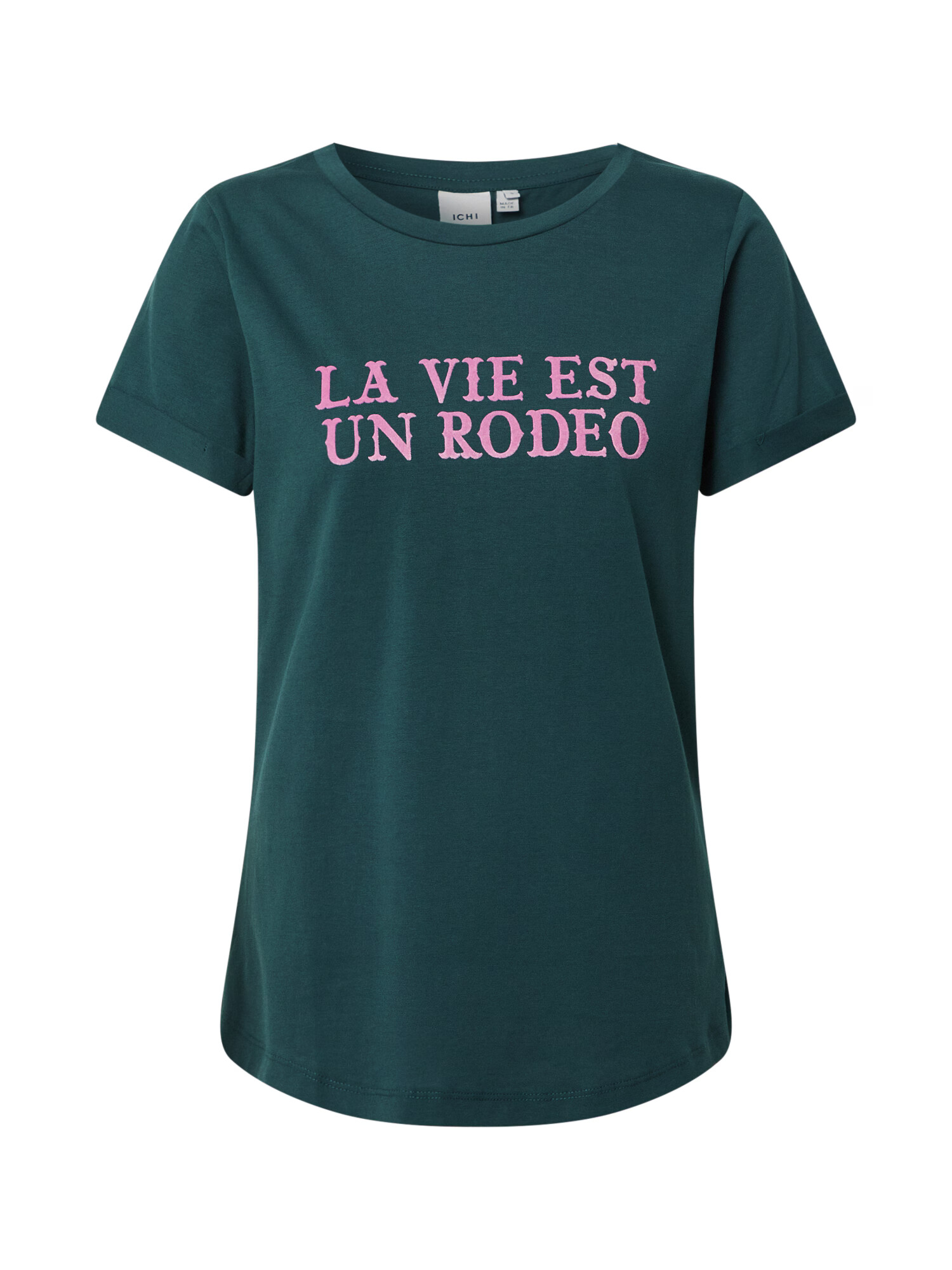 ICHI Tricou 'Tinka' verde petrol / roz deschis - Pled.ro