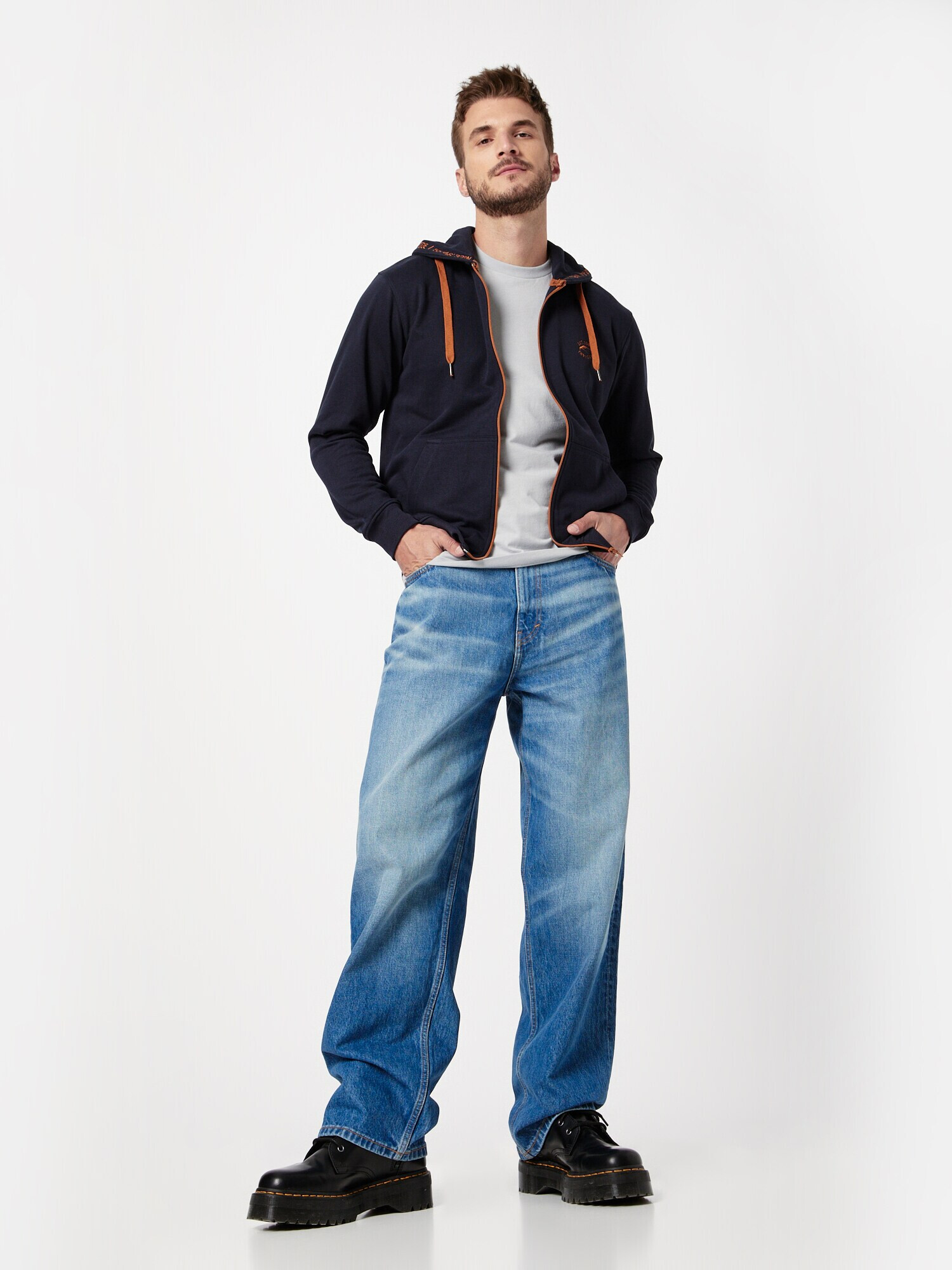 INDICODE JEANS Hanorac 'Dope' bleumarin / portocaliu - Pled.ro