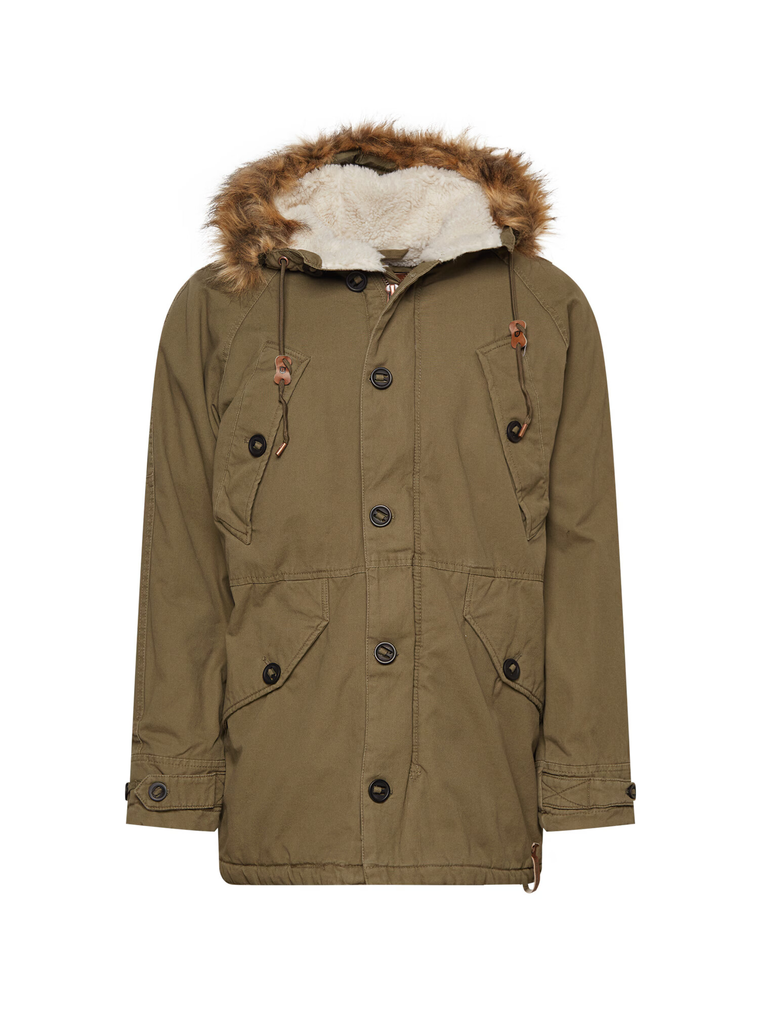 INDICODE JEANS Parka de iarnă 'Fann' oliv / alb natural - Pled.ro