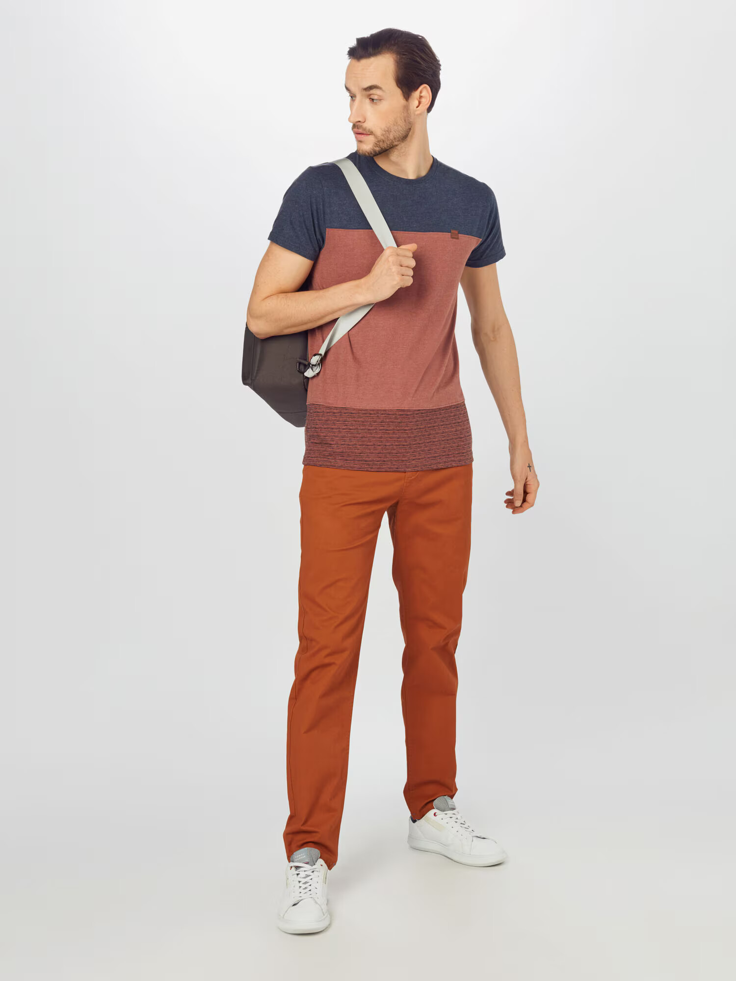 INDICODE JEANS Tricou 'Hammond' bleumarin / maro ruginiu - Pled.ro