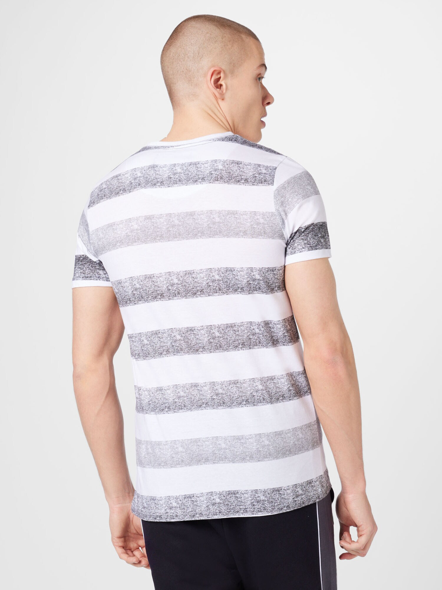 INDICODE JEANS Tricou 'Hernandez' gri grafit / gri închis / alb - Pled.ro