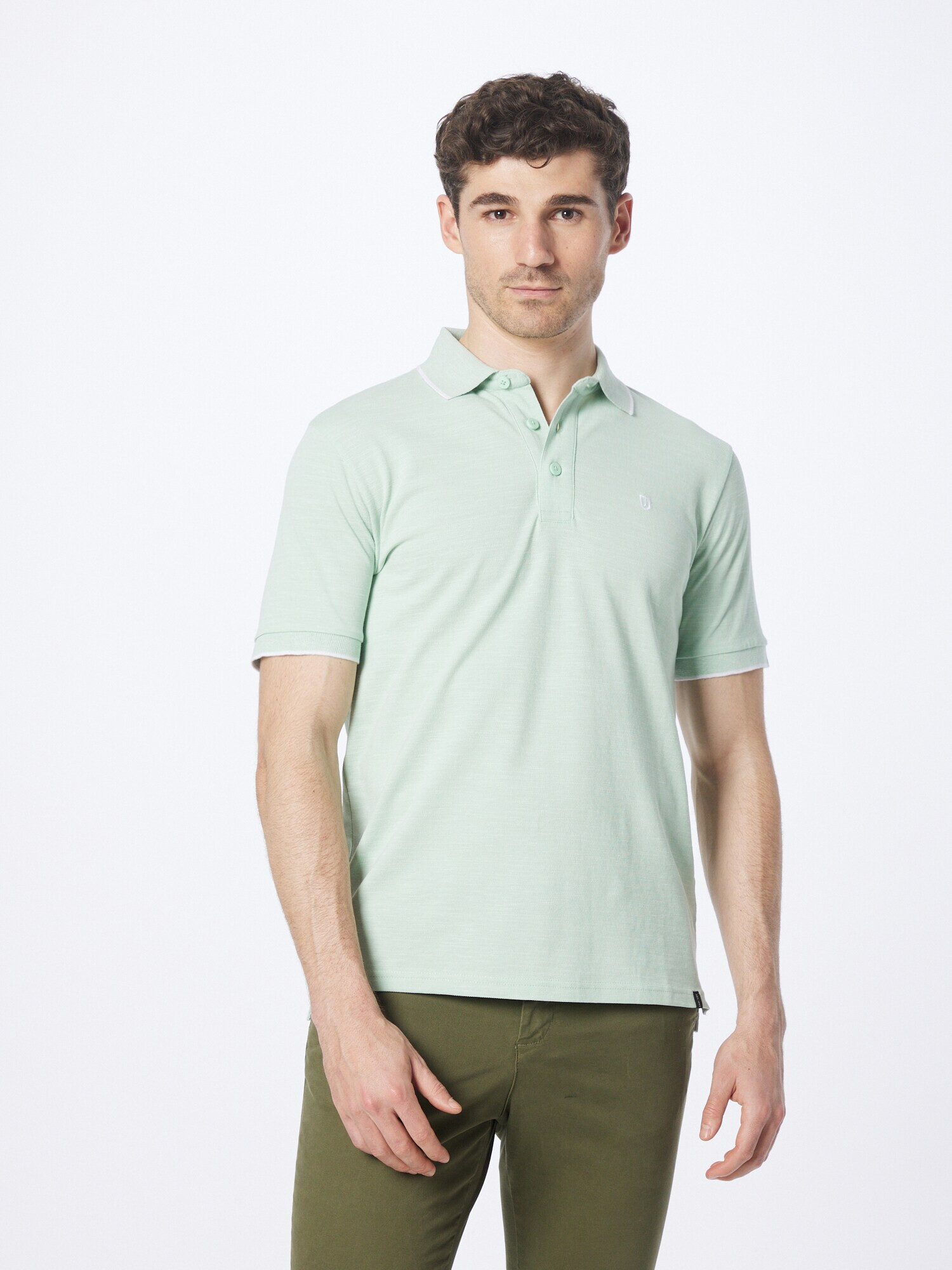 INDICODE JEANS Tricou 'Mecklenburgh' verde mentă / alb - Pled.ro