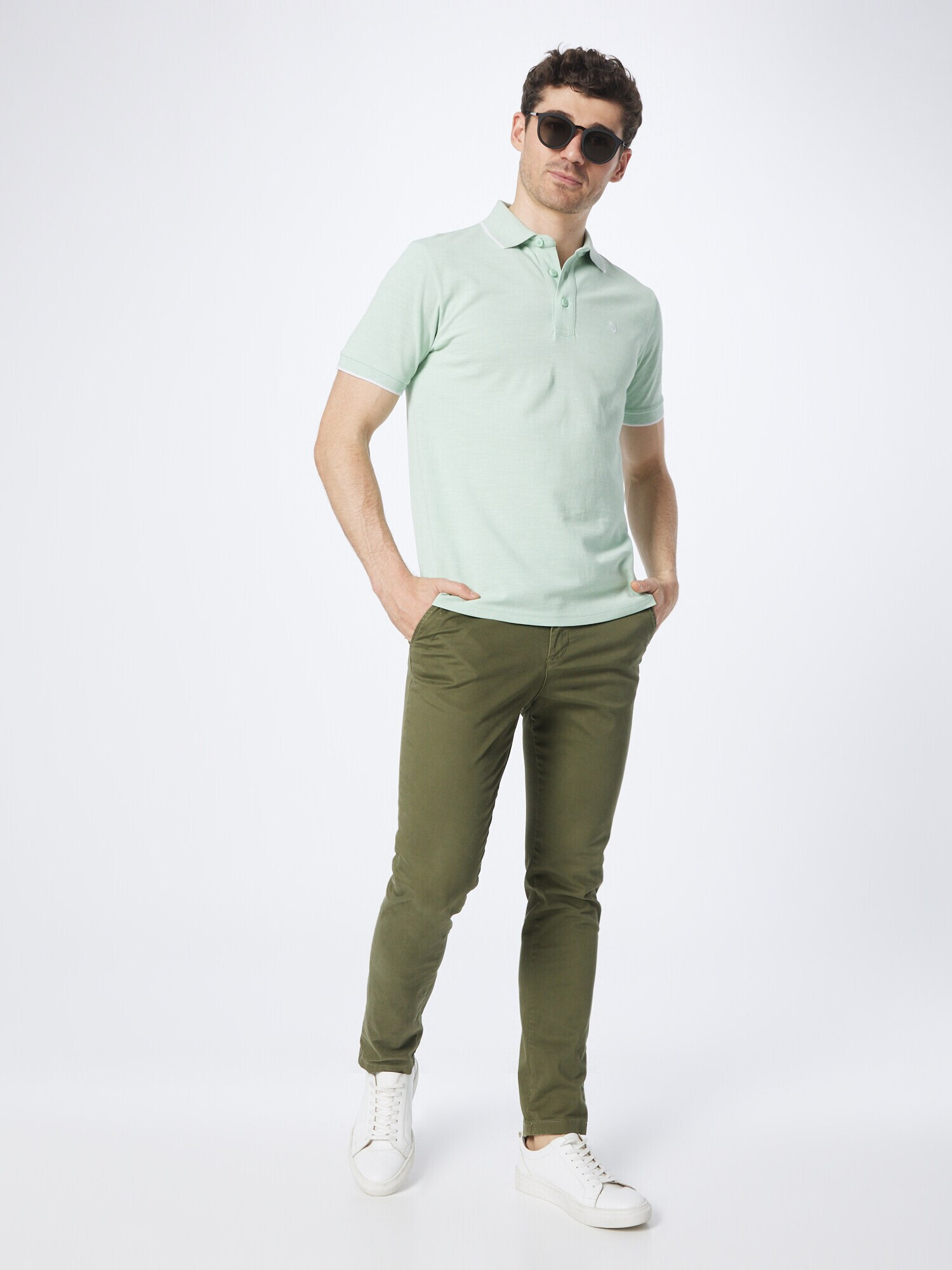 INDICODE JEANS Tricou 'Mecklenburgh' verde mentă / alb - Pled.ro