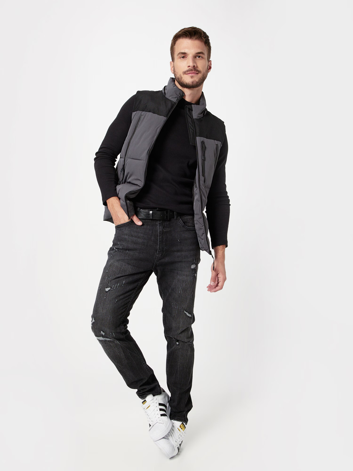 INDICODE JEANS Vestă 'Titanium' gri închis / negru - Pled.ro