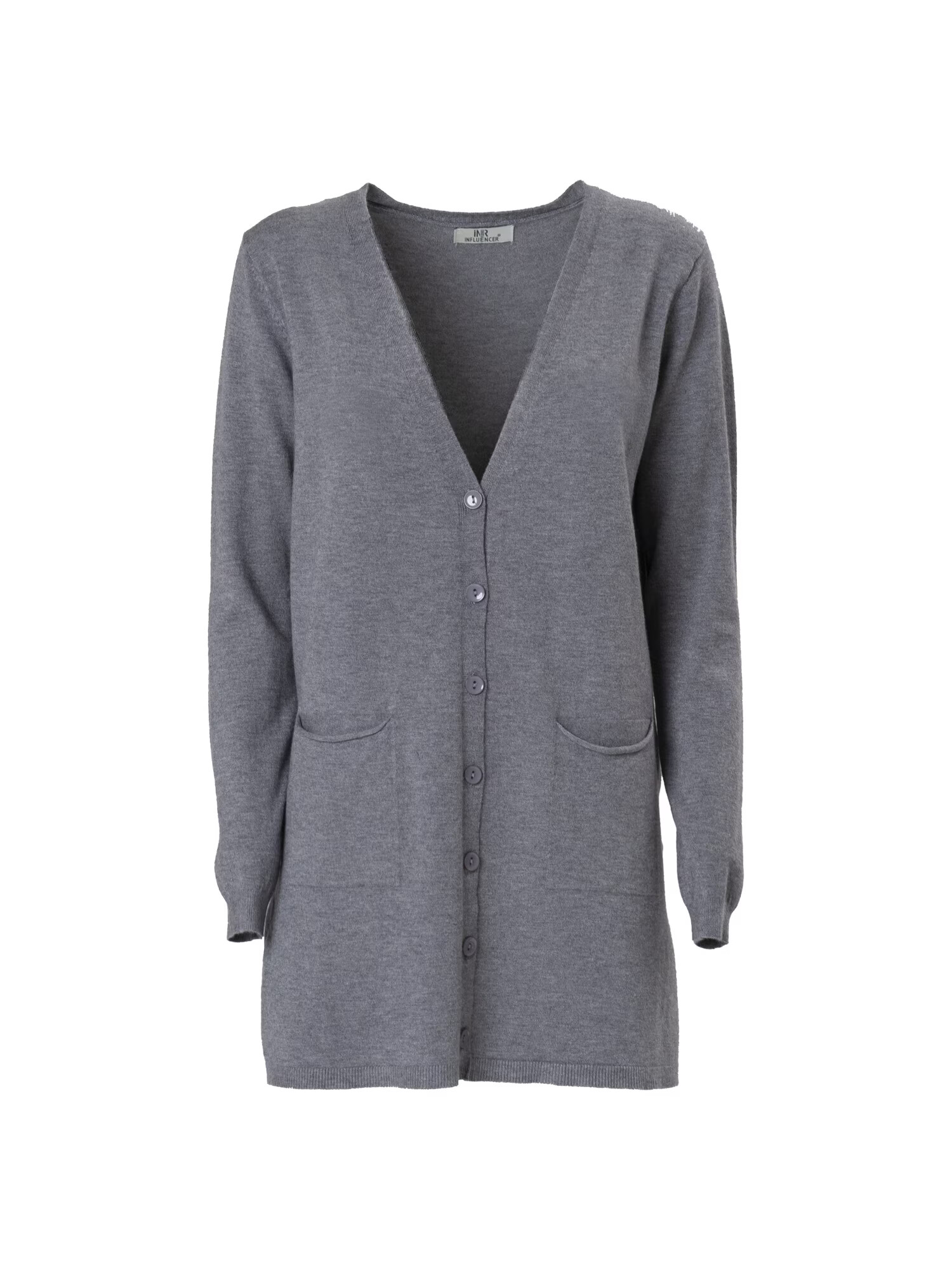 Influencer Geacă tricotată 'Roll edge pocket Cardigan' gri - Pled.ro